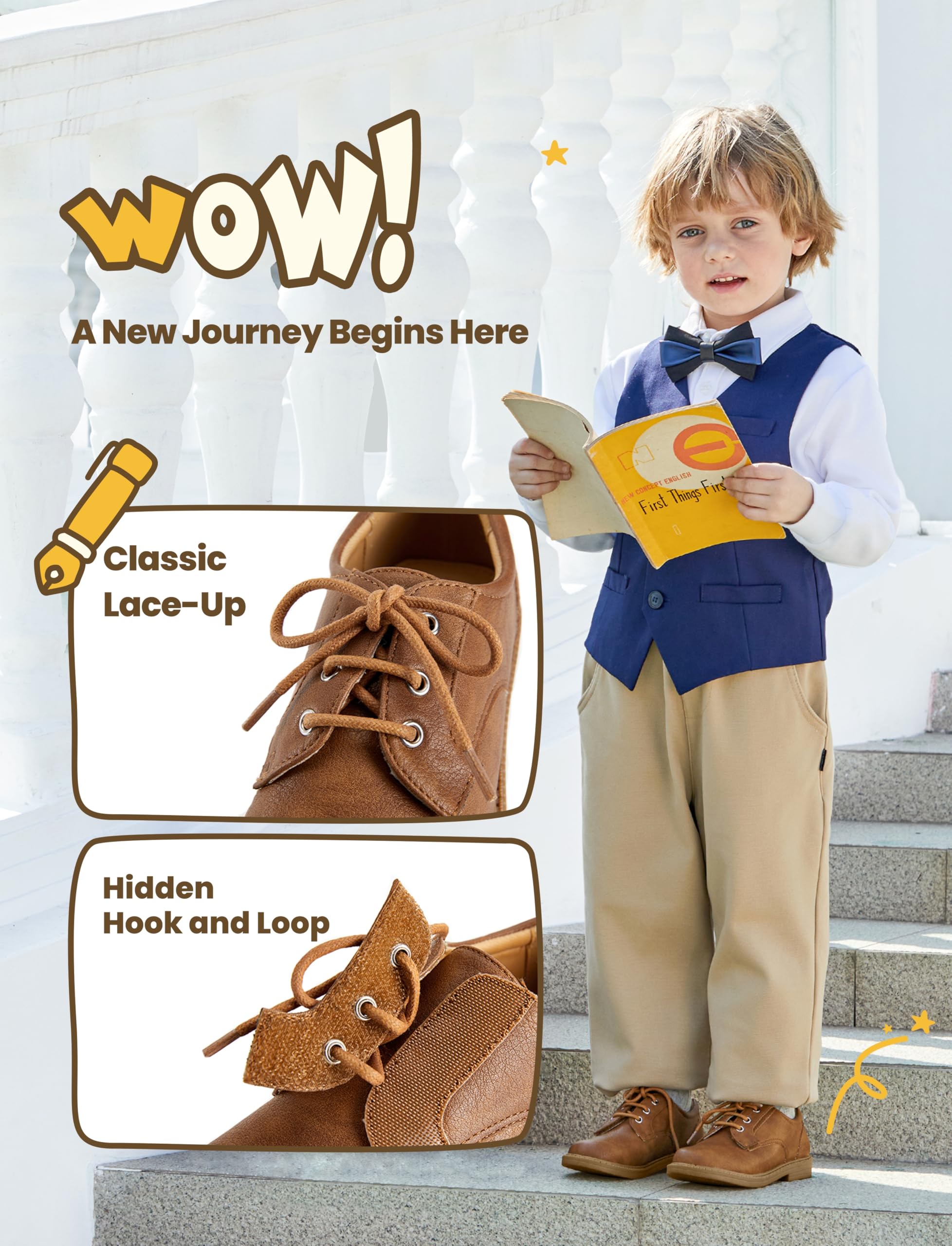 PATPAT Boys Girls Dress Shoes,Oxford Loafers Formal School Shoes for Toddler Little Big Kids