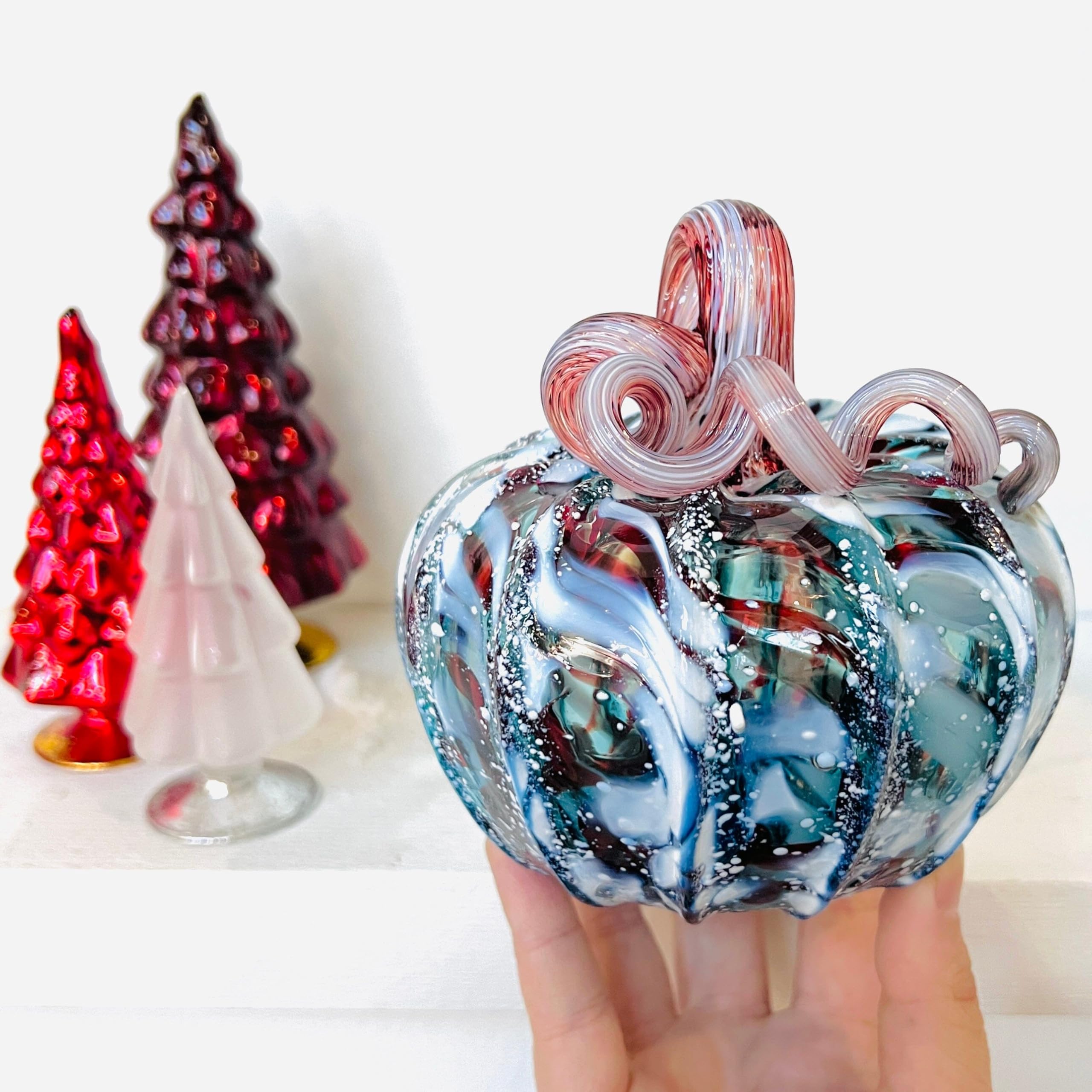 Luke Adams Glass | Handmade Glass Pumpkins | Handmade Table Top Home Decor (Squat, Jewel)