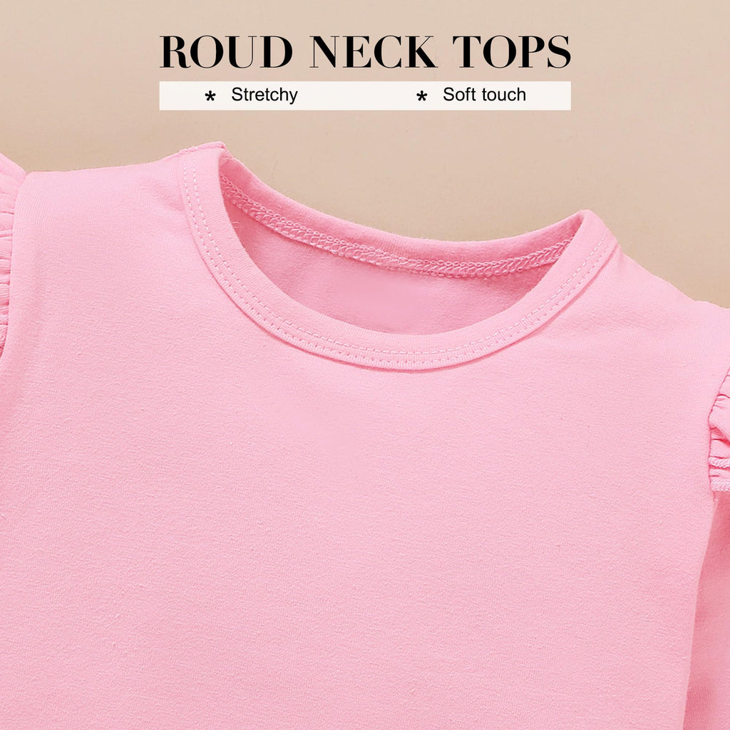 SANMIO Toddler Girl Clothes Outfits Cute Ruffle Sleeve Shirt Floral Pant+Headband 3Pcs Baby Girl Clothing Set 1-6T