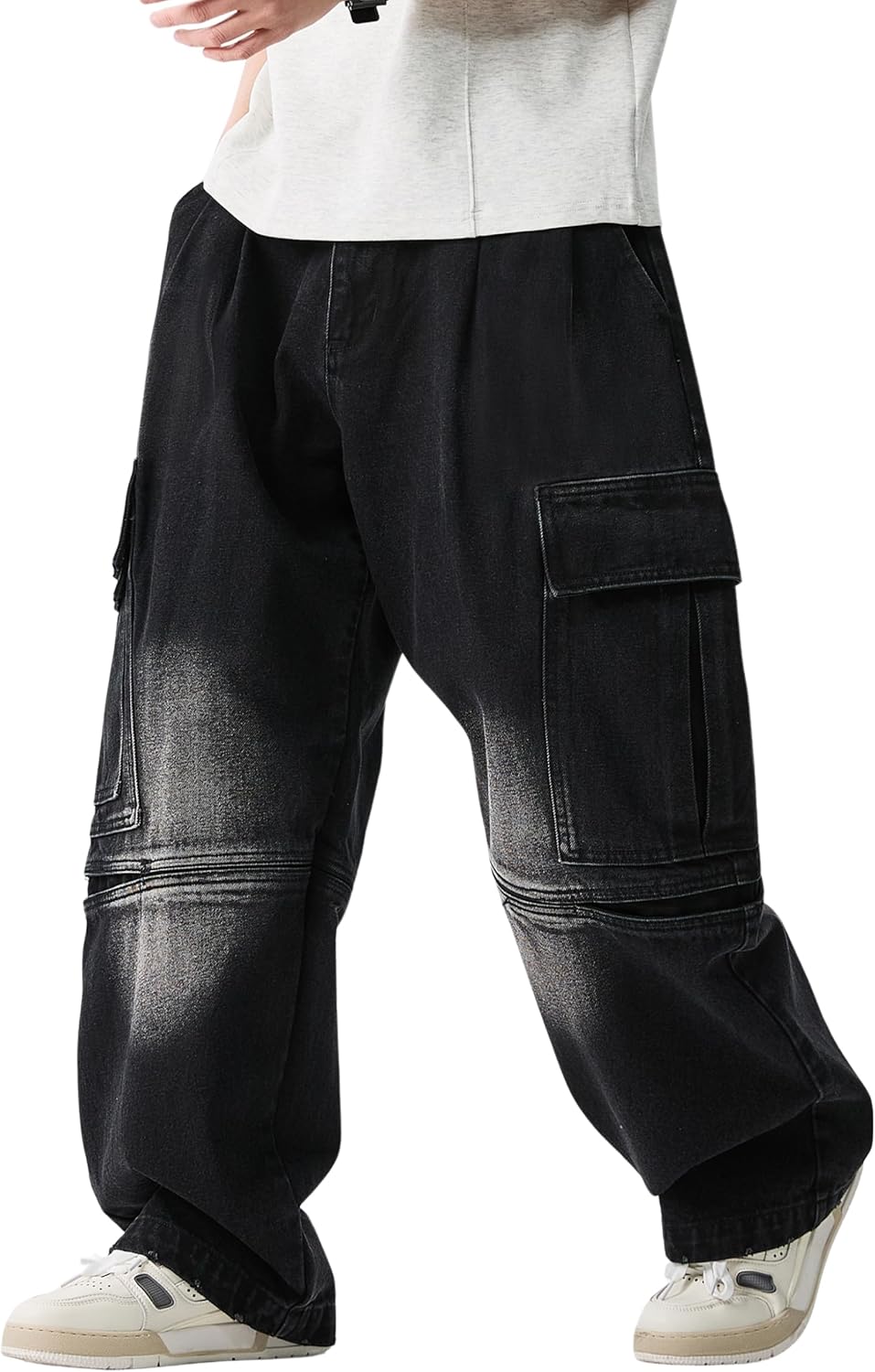 DOSLAVIDA Baggy Jeans for Men Wide Leg Hip Hop Jean Stylish Loose Fit Denim Pants Casual Streetwear Skateboard Pants