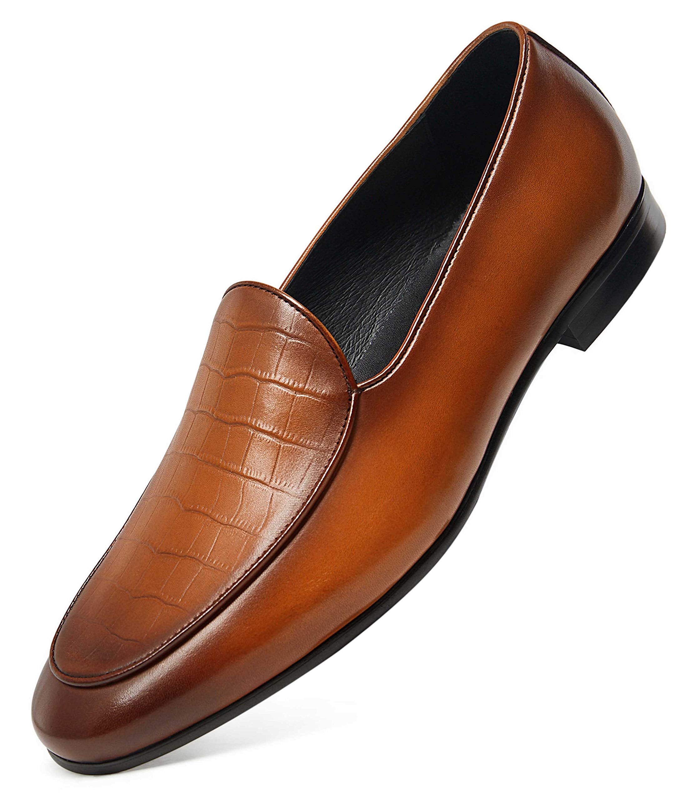 GIFENNSE Men's Dress Shoes Slip-On Loafers Leather Formal Shoes