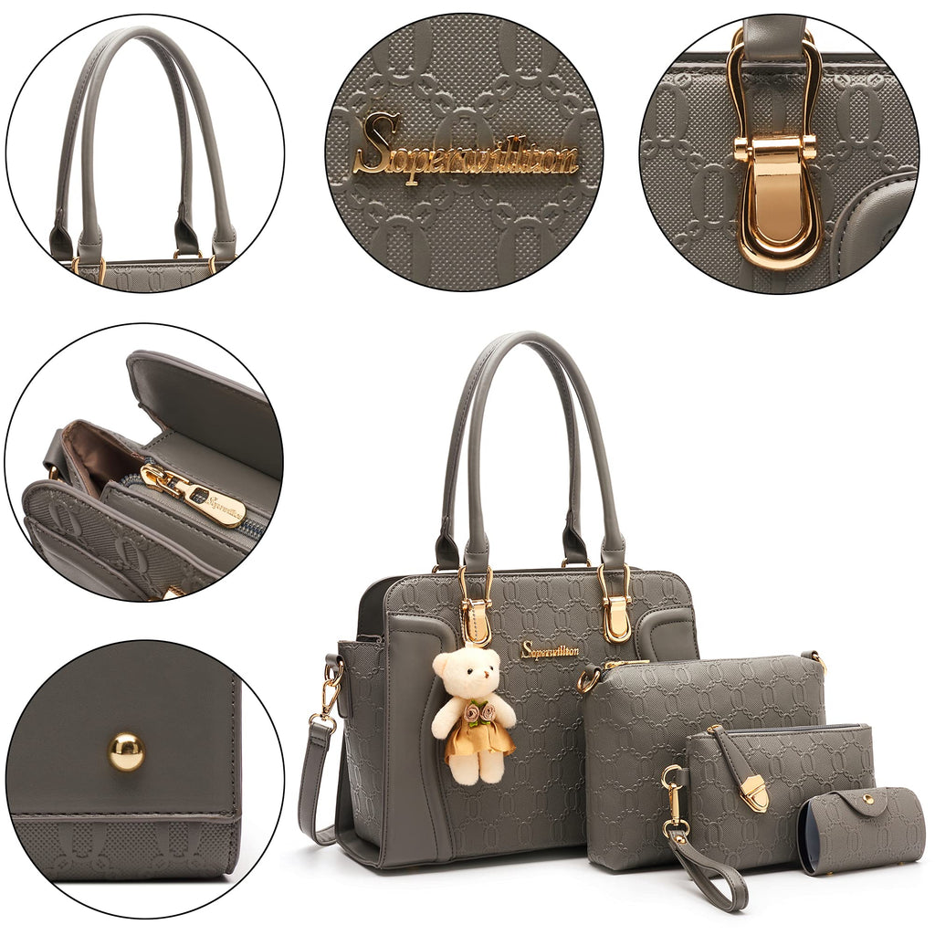 Women's Fashion Handbags Tote Bags Shoulder Bag Top Handle Satchel Purse Set 4pcs