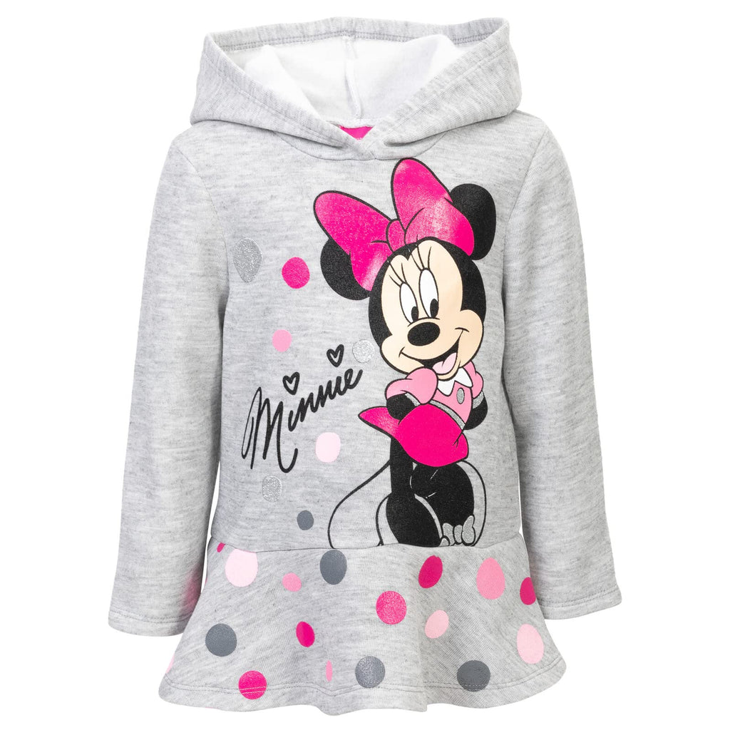 Disney Minnie Mouse Fleece Pullover Crossover Hoodie and Leggings Outfit Set Infant to Big Kid Sizes (12 Months - 14-16)