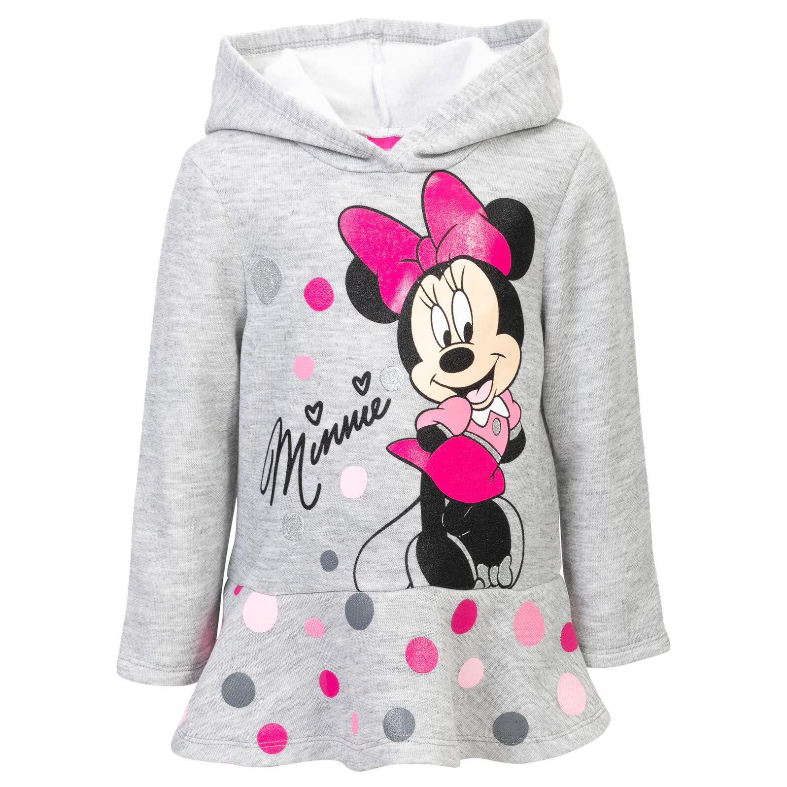 Disney Minnie Mouse Fleece Pullover Crossover Hoodie and Leggings Outfit Set Infant to Big Kid Sizes (12 Months - 14-16)