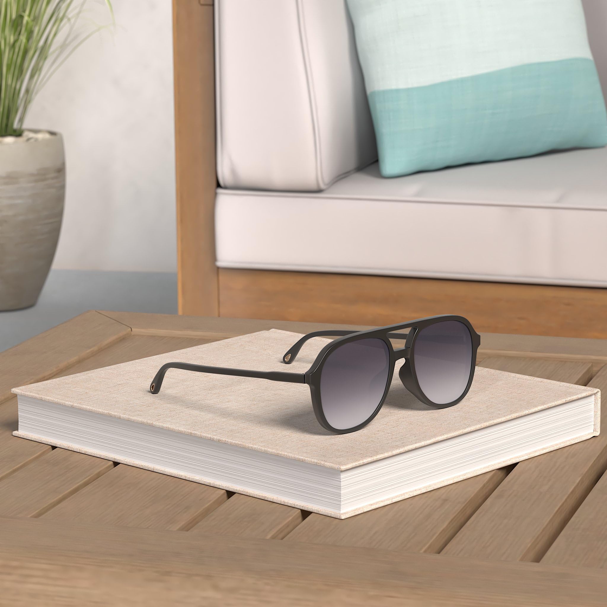 YDAOWKN Retro Square Aviator Sunglasses for Womens Mens Vintage 70s Double Bridge Sun Glasses