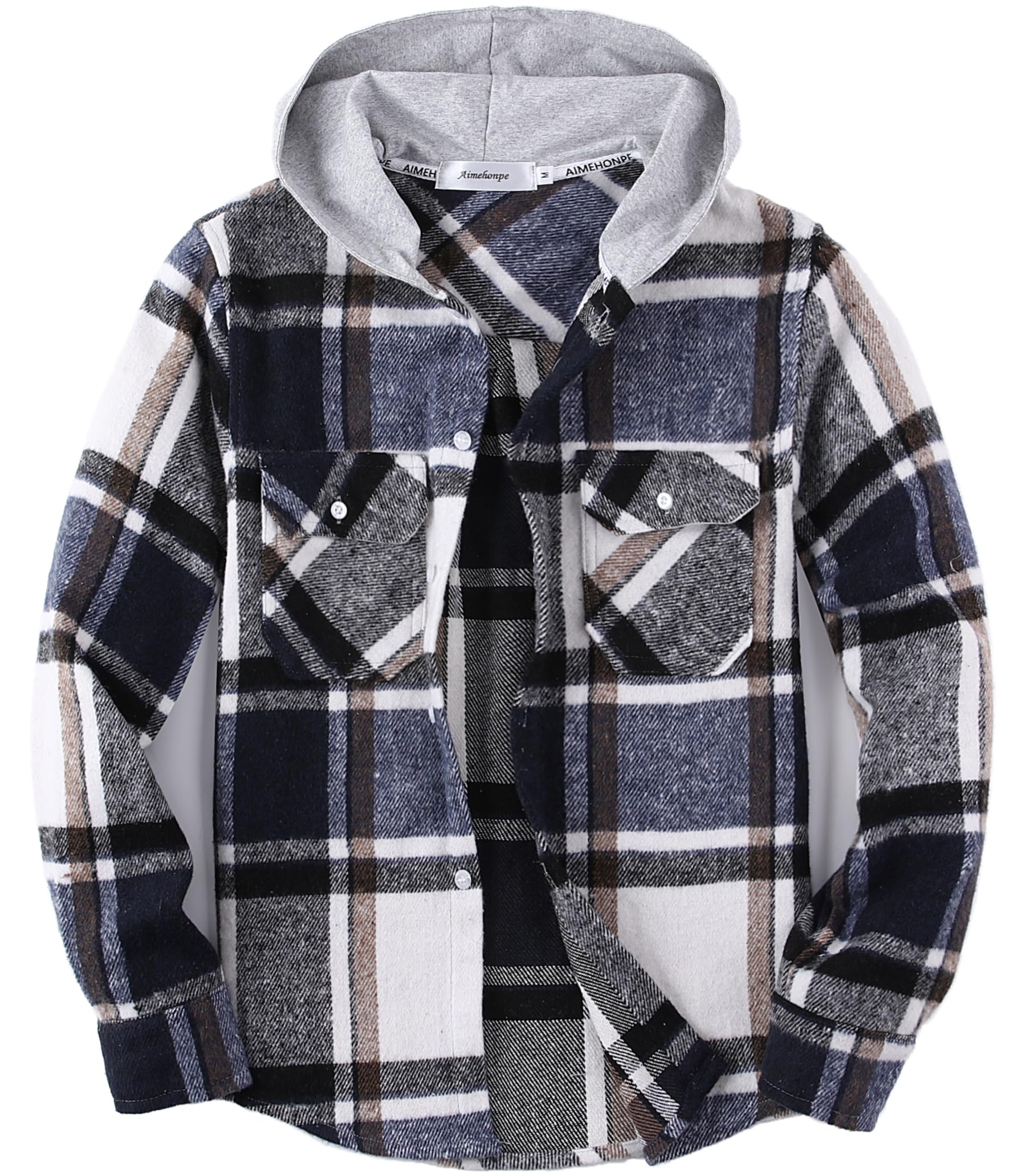 Boys Girls Casual Flannel Plaid Hoodies Spring Fashion Button Down Shirts Long Sleeve Cute Lightweight Jacket Coats