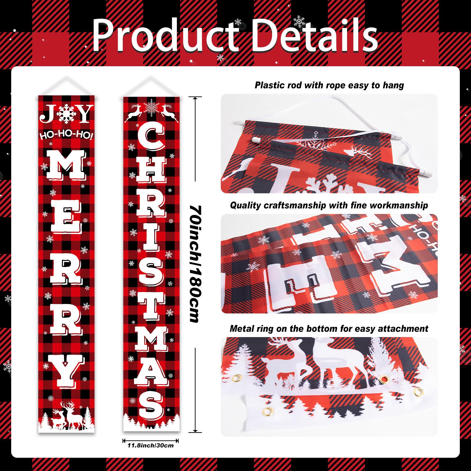 Fall Harvest Scarecrow Porch Banner Sign - Autumn Thanksgiving Front Door Decorations, 12 x 71 Inch