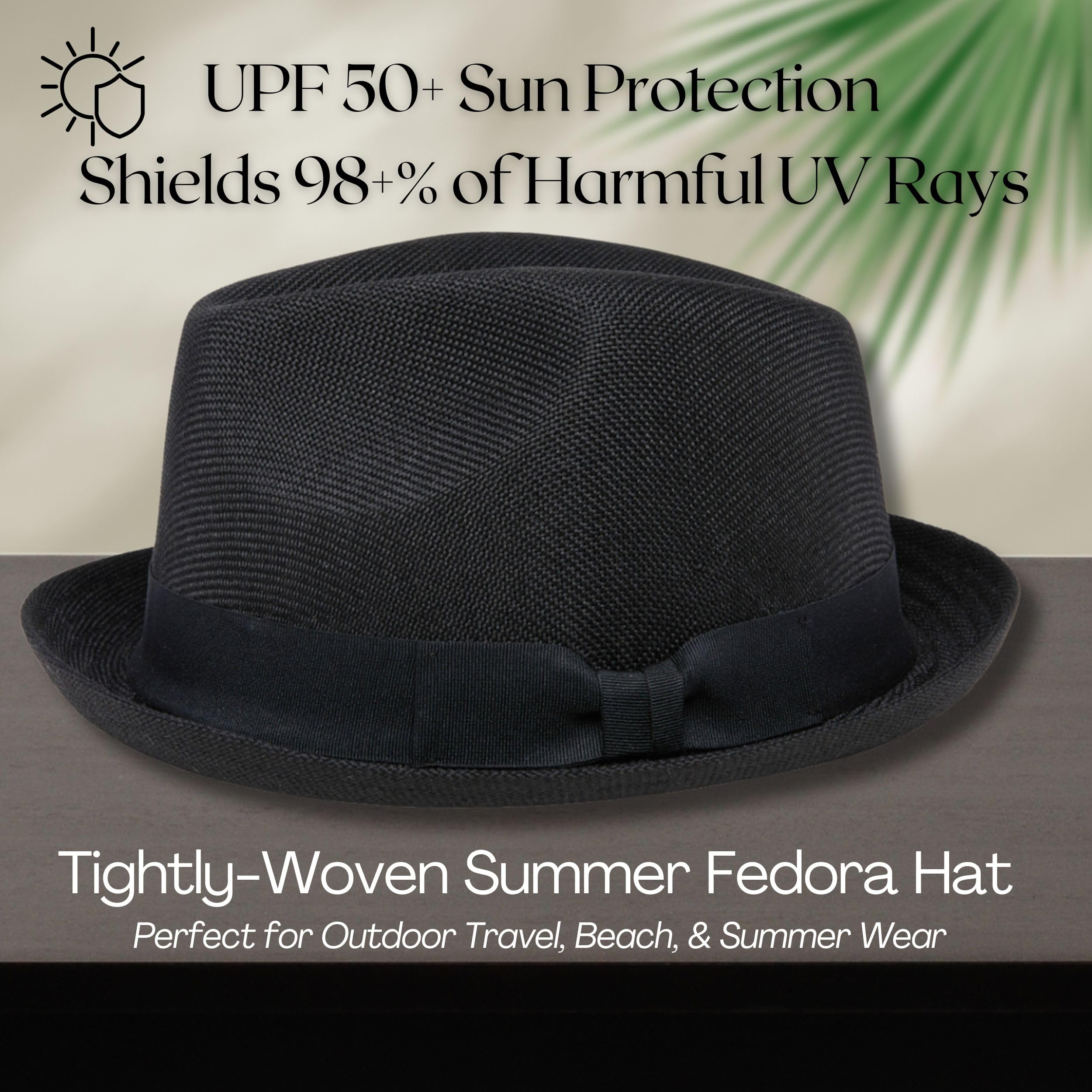 Funky Junque Premium Fedora Hat - Stylish Sun Protection for Men & Women - Perfect for Summer Beach, Travel & Outdoors