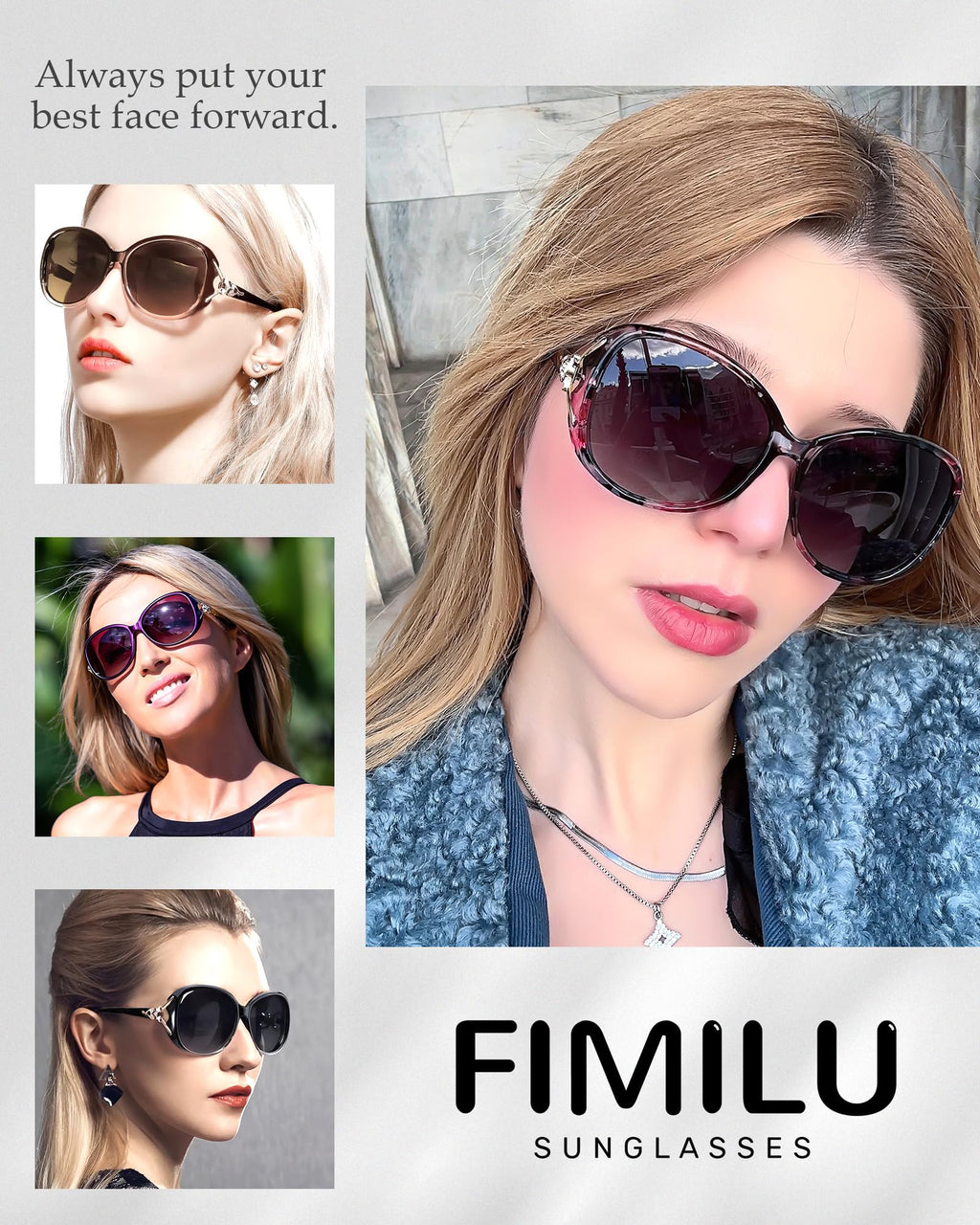 FIMILU Sunglasses for Women Trendy Polarized Sunglasses Oversized Big Sun Glasses Ladies Shades UV Protection