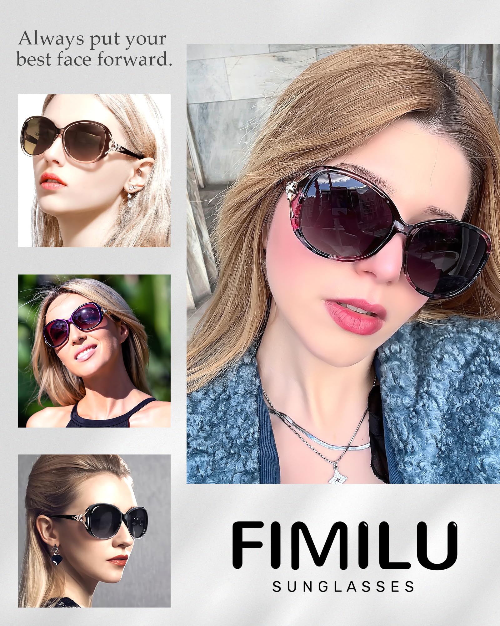 FIMILU Sunglasses for Women Trendy Polarized Sunglasses Oversized Big Sun Glasses Ladies Shades UV Protection