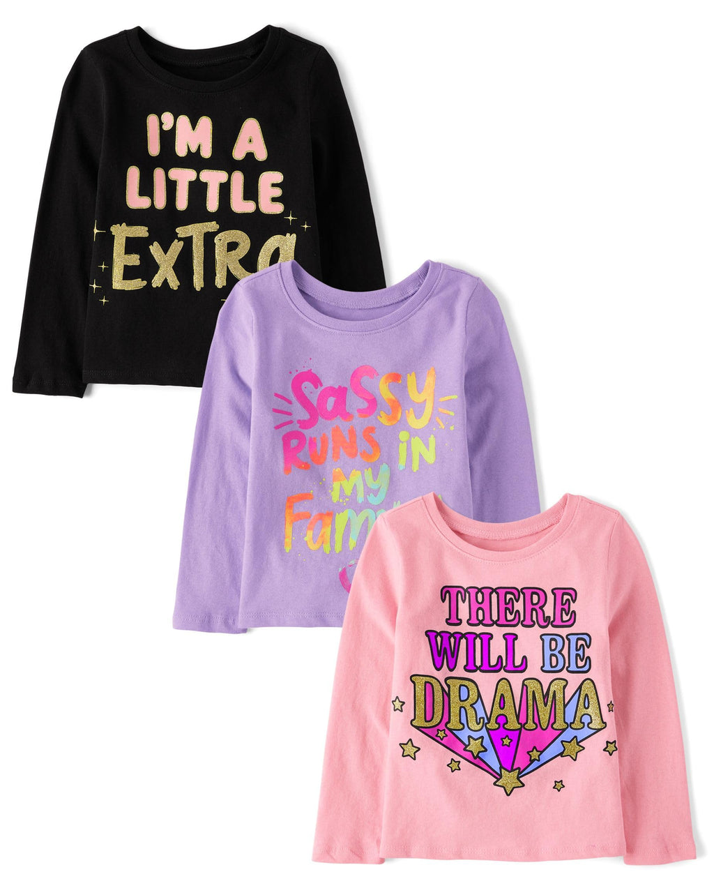 The Children's Place Baby Girls' and Toddler Unicorns,Butterflies,Trends Long Sleeve Graphic T-Shirts,3 Pack