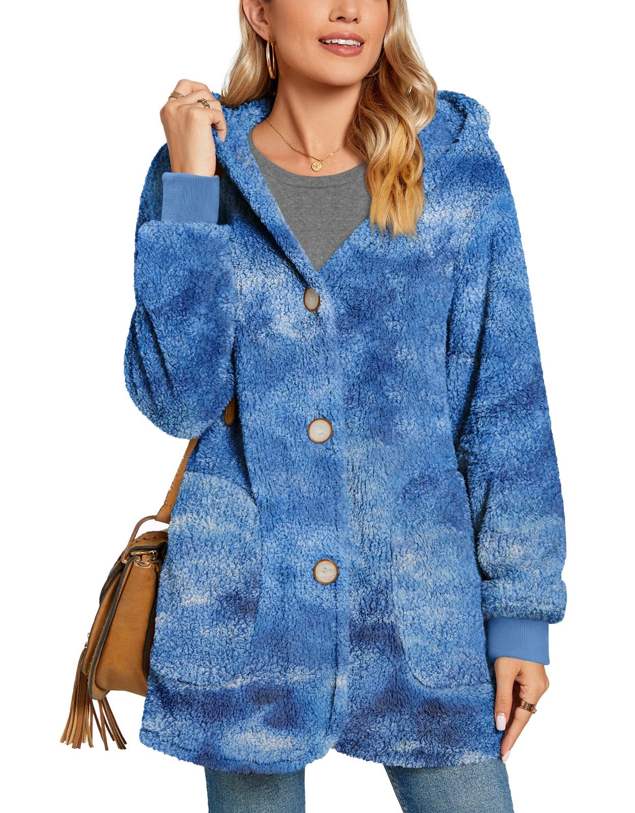 Bestbee Warm Fleece Jackets for Women, Fuzzy Hooded Casual Coats Lidies 2025 Cardigan Sweaters Outerwear with Pockets