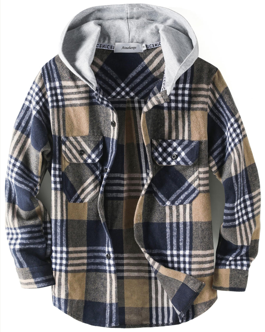 Boys Girls Casual Flannel Plaid Hoodies Spring Fashion Button Down Shirts Long Sleeve Cute Lightweight Jacket Coats