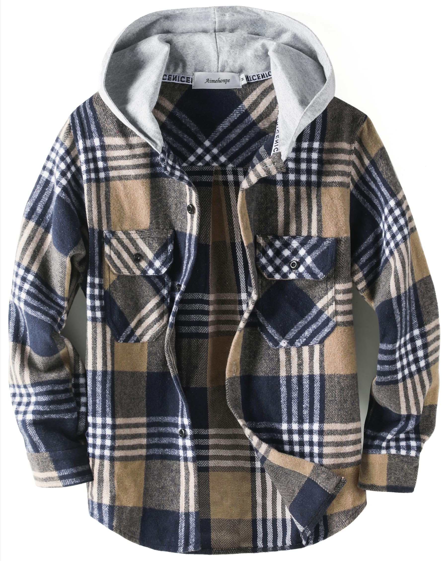 Boys Girls Casual Flannel Plaid Hoodies Spring Fashion Button Down Shirts Long Sleeve Cute Lightweight Jacket Coats