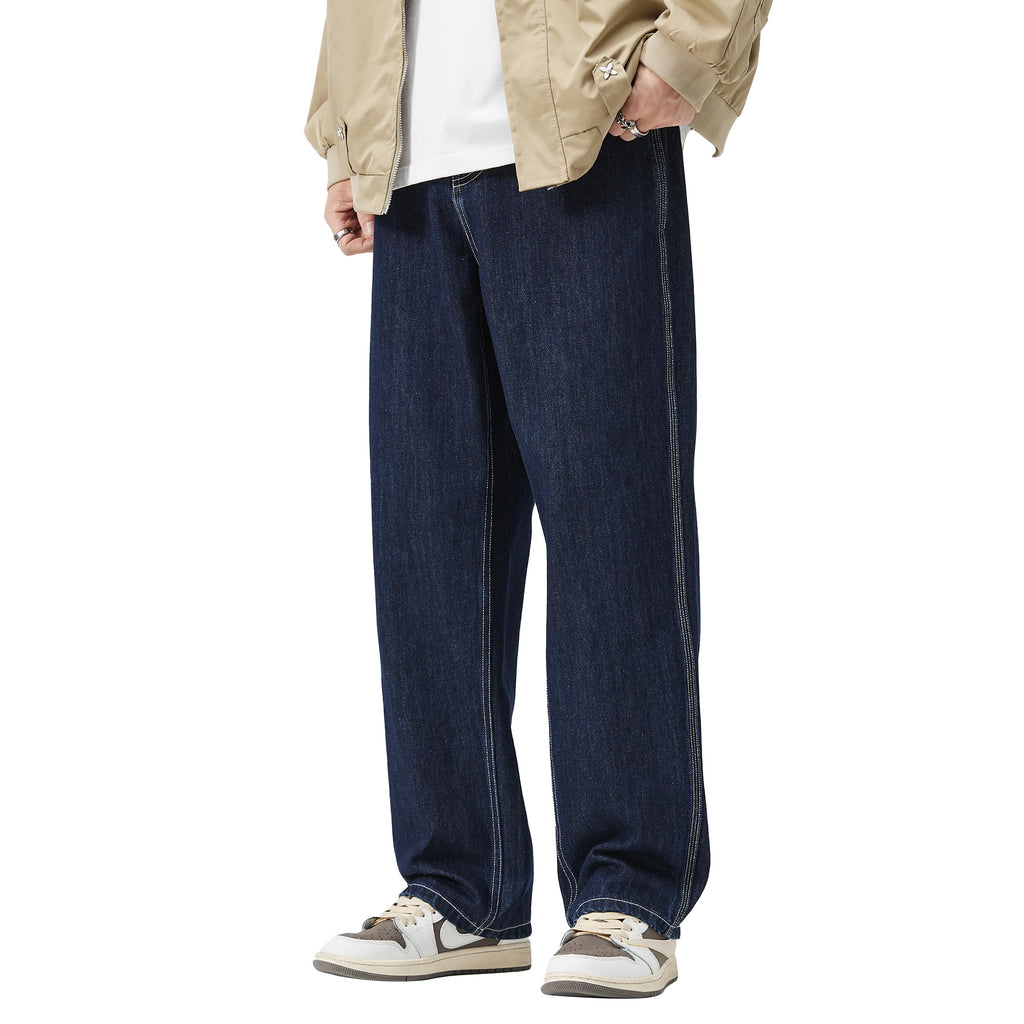 DOSLAVIDA Men's Baggy Jeans Loose Fit Ripped Distressed Jean Relaxed Skateboard Denim Pants with Holes