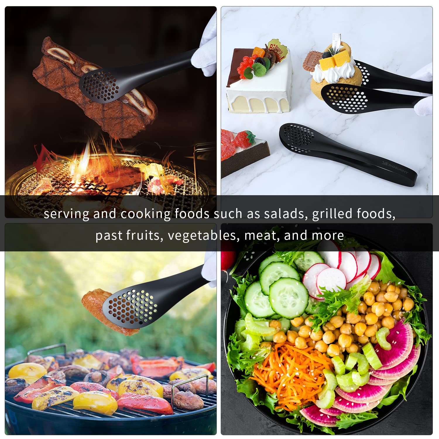 MSY BIGSUNNY 9 inch Buffet Tongs, Set of 2 Stainless Steel Food Serving Tongs