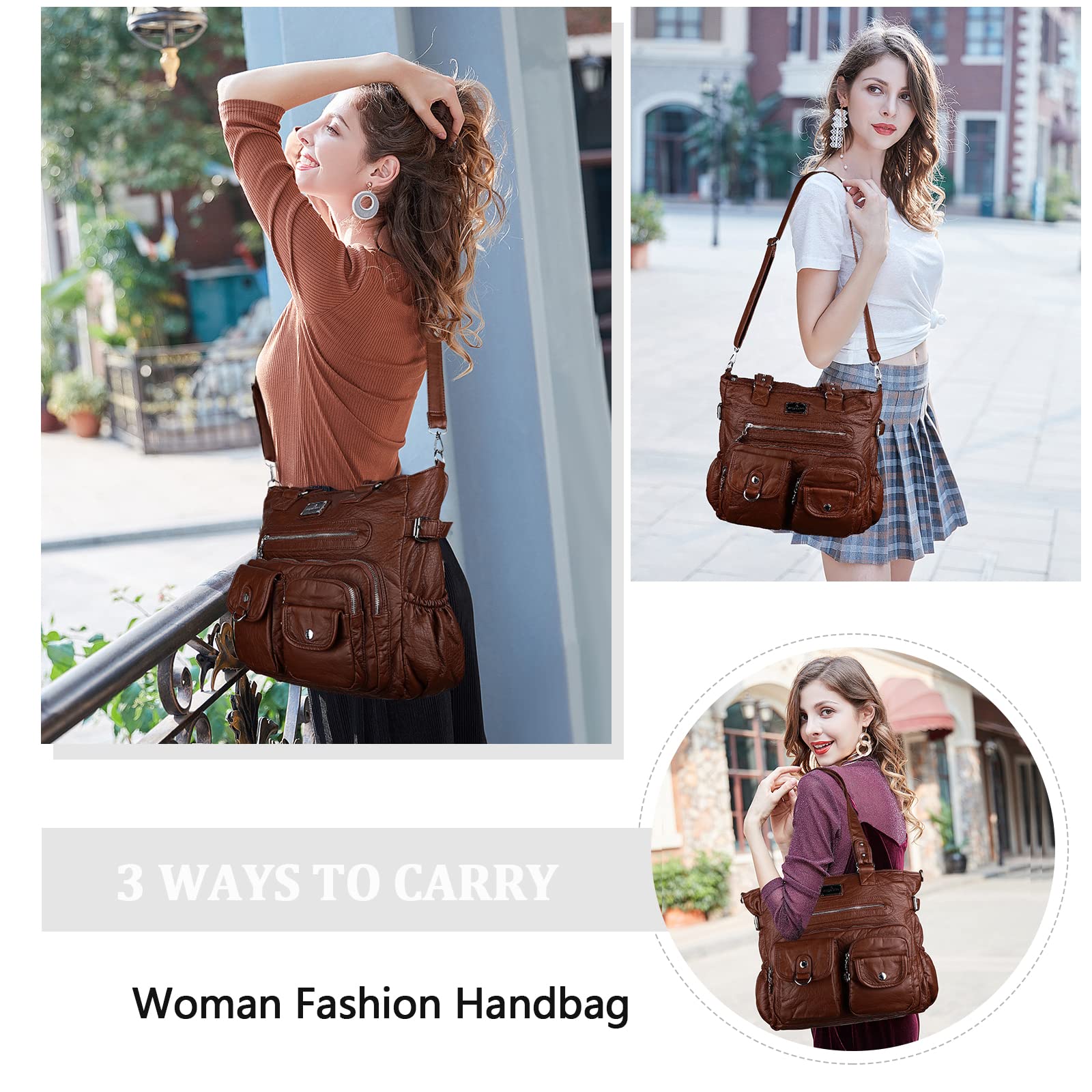 Angelkiss Purses and Handbag for Women Soft Leather Hobo Bags Satchel Shoulder Bags Ladies Tote Crossbody Bag