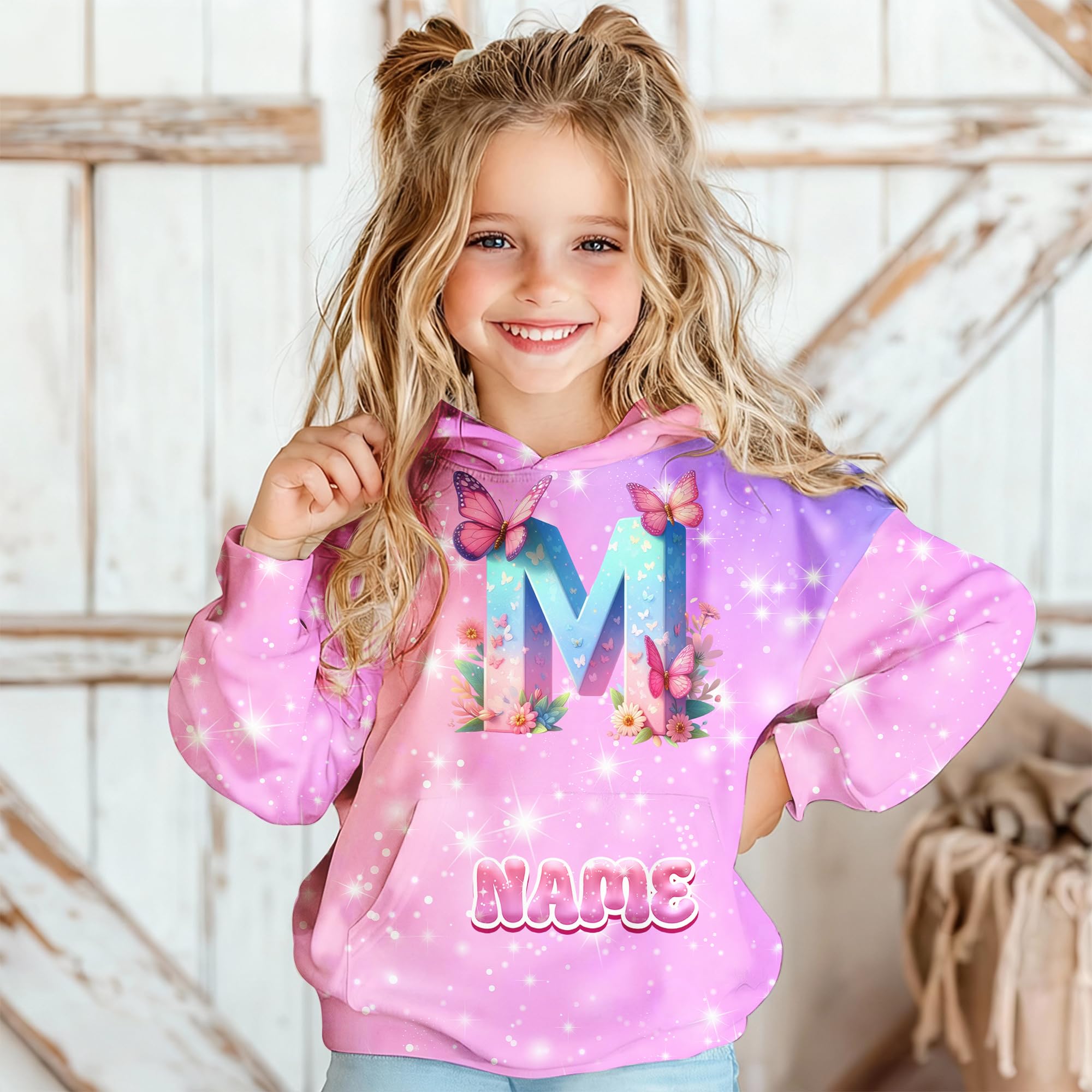 Sweatshirt for Girls - Personalized Pullover Hoodies for Kids - Customized Cute Hooded Gifts for Teen Girls
