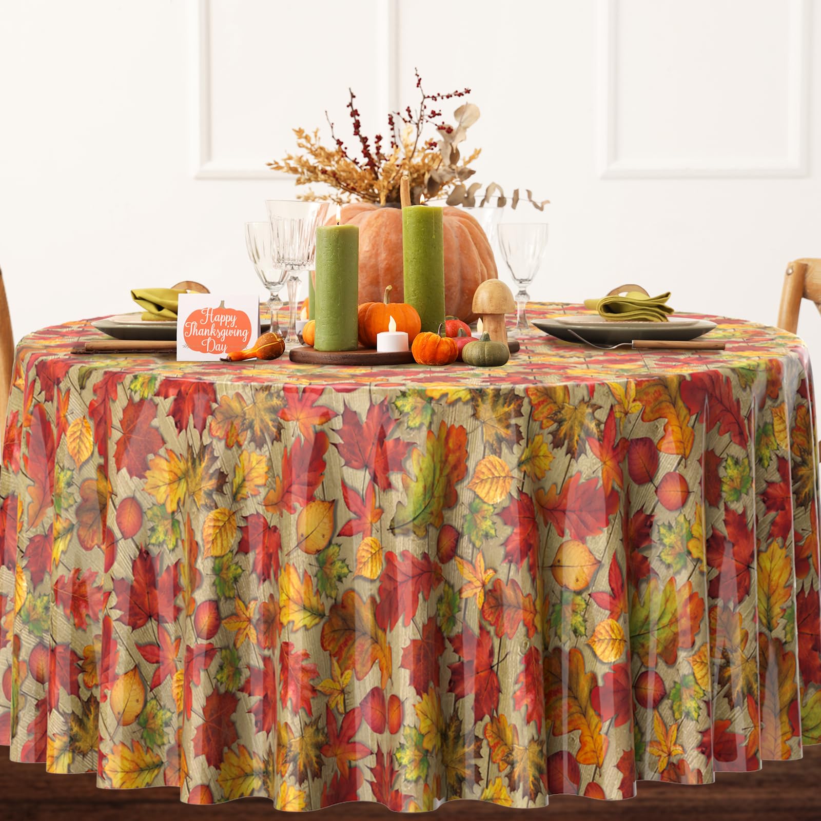 3Pack Fall Leaf Plastic Tablecloth Decorations,Disposable Autumn Orange Leaf Maple Table Cloths for Parties,Rectangle Thanks Giving Table Cover for Kitchen Fall Harvest Thanks Giving Decor,54x108 Inch