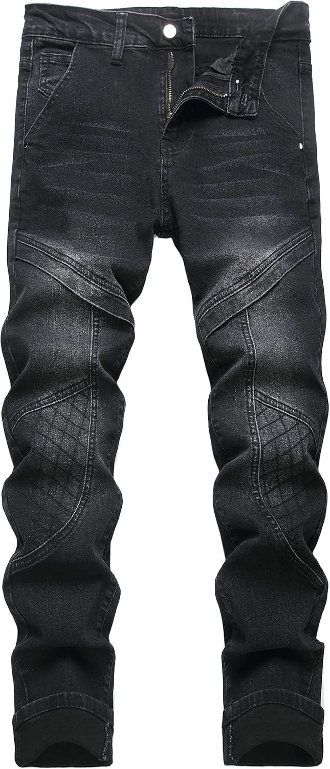 JUNBAOSS Men's Slim Fit Stretch Jeans Ripped Skinny Jeans for Men, Distressed Straight Leg Fashion Comfort Flex Waist Pants