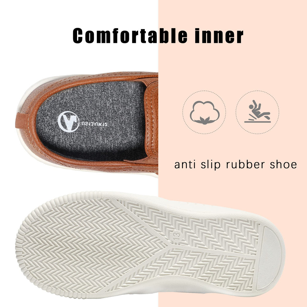 HOMEHOT Boys Slip on Sneakers Casual Dress Shoes Faux Leather Loafers (Toddler,Big Kids, Little Kids)