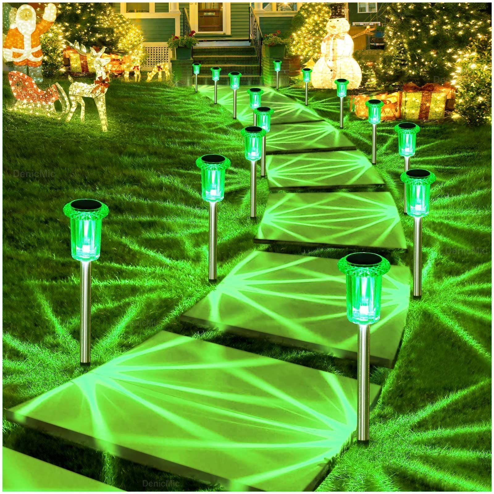DenicMic Halloween Solar Lights Outdoor 10 Pack Purple LED Waterproof Yard Garden Patio Backyard Pathway Walkway Landscape Path Lawn Outside Halloween Decorations Outdoor