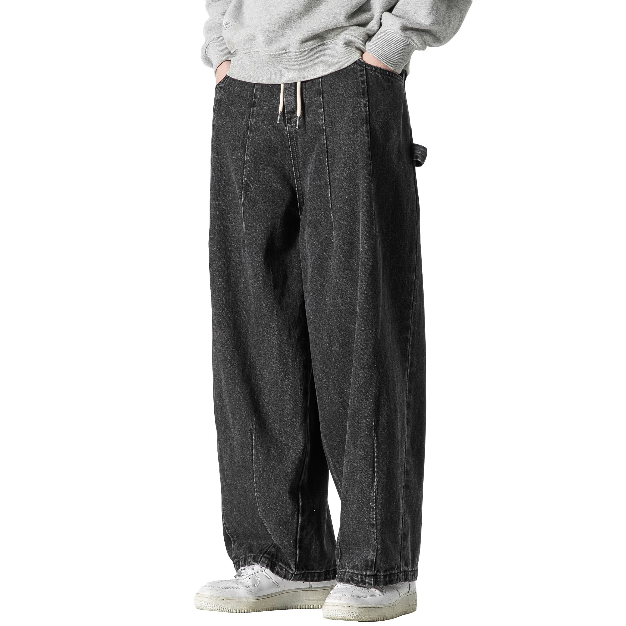 DOSLAVIDA Men's Hip Hop Jean Joggers Loose Fit Streetwear Biker Baggy Jeans Pants Stylish Printed Cargo Denim Pants