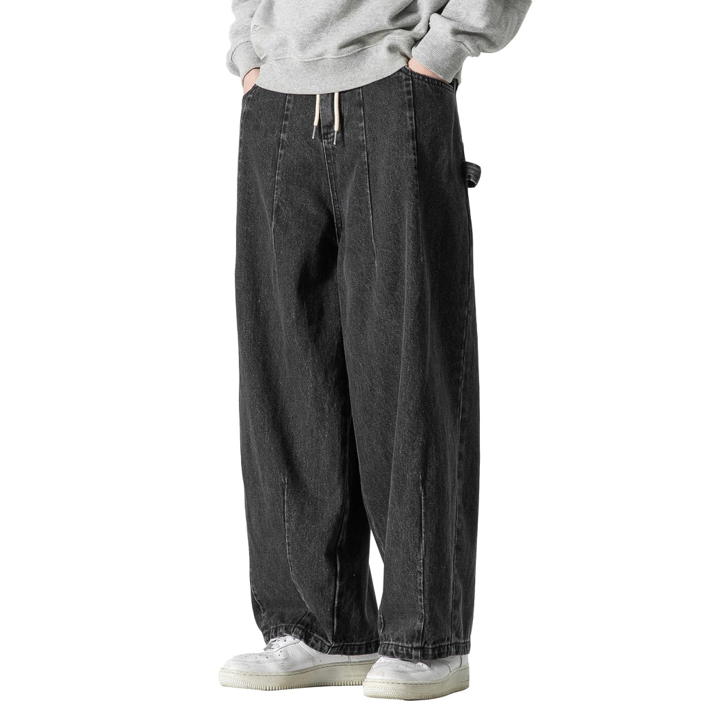 DOSLAVIDA Men's Hip Hop Jean Joggers Loose Fit Streetwear Biker Baggy Jeans Pants Stylish Printed Cargo Denim Pants