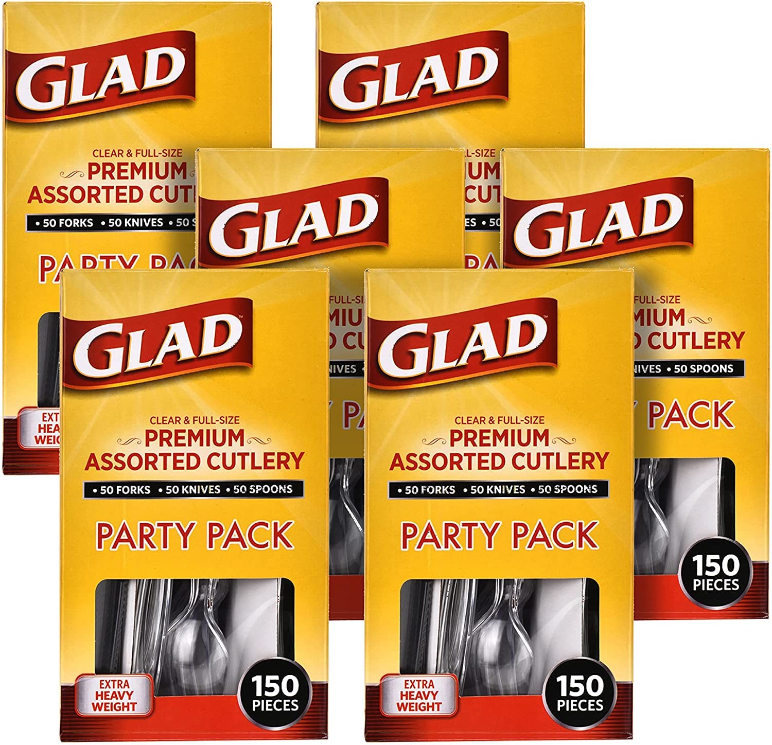 Glad Disposable Cutlery Set - Clear Heavy Duty Plastic Forks, Knives, and Spoons - 240 Piece Plasticware for Parties - Durable, Sturdy Recyclable Utensils - Great for July 4th, Thanksgiving, Christmas