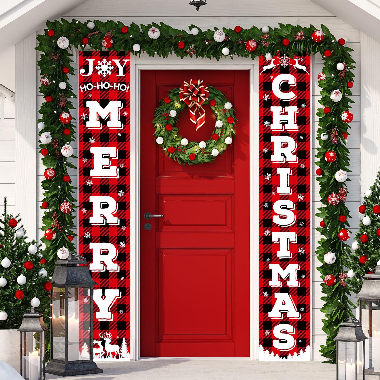 Fall Harvest Scarecrow Porch Banner Sign - Autumn Thanksgiving Front Door Decorations, 12 x 71 Inch