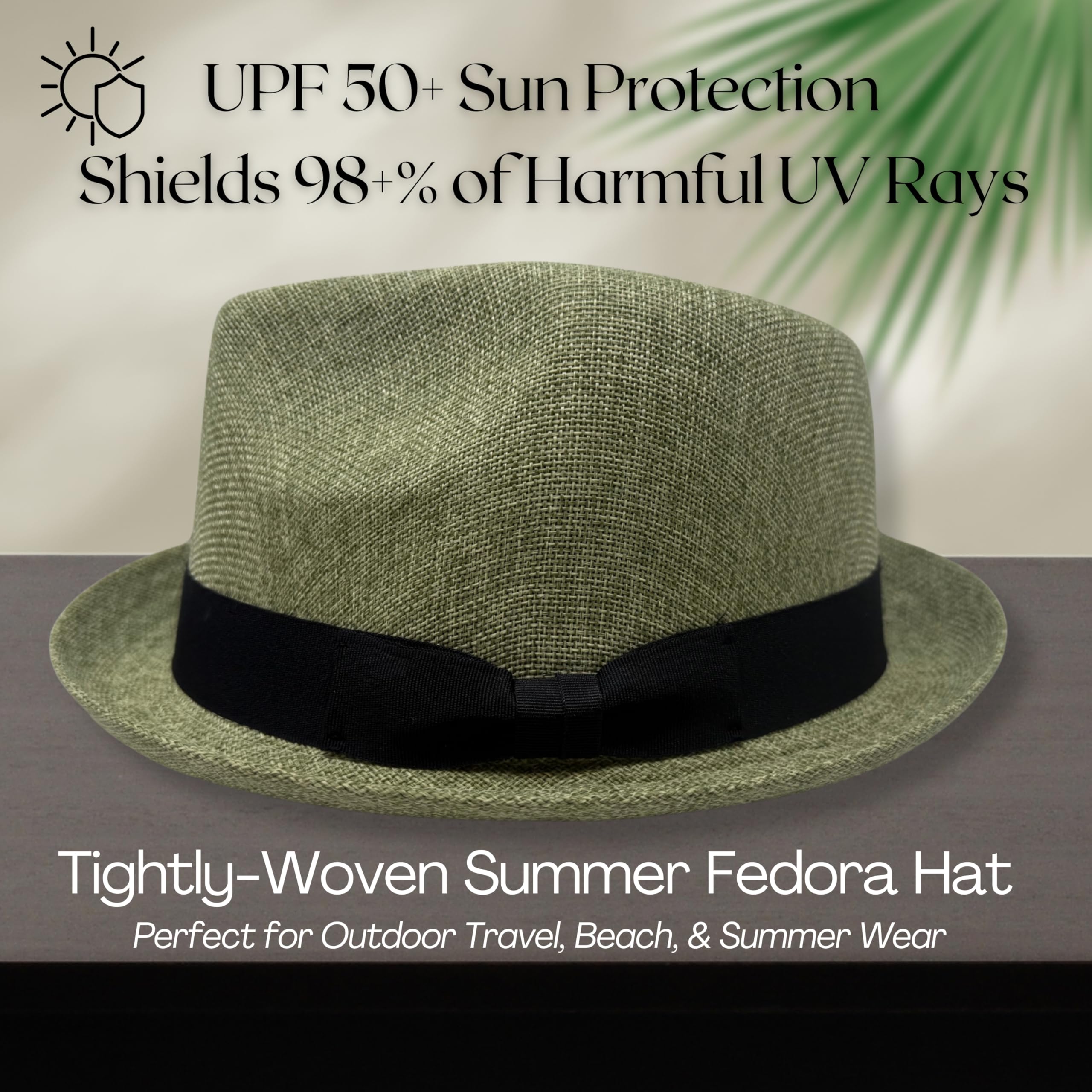 Funky Junque Premium Fedora Hat - Stylish Sun Protection for Men & Women - Perfect for Summer Beach, Travel & Outdoors