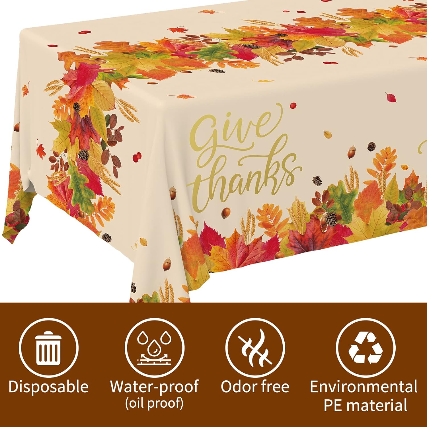 Fall theme Party Supplies Kit, Serve 25, Autumn Harvest Disposable Dinnerware Includes: Paper Dinner Plates, Dessert Plates, Napkins, Cups, and Tablecloth, for Thanksgiving Party Decorations