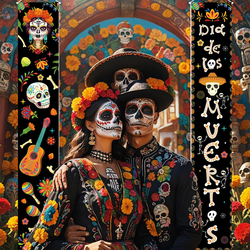 Fall Harvest Scarecrow Porch Banner Sign - Autumn Thanksgiving Front Door Decorations, 12 x 71 Inch