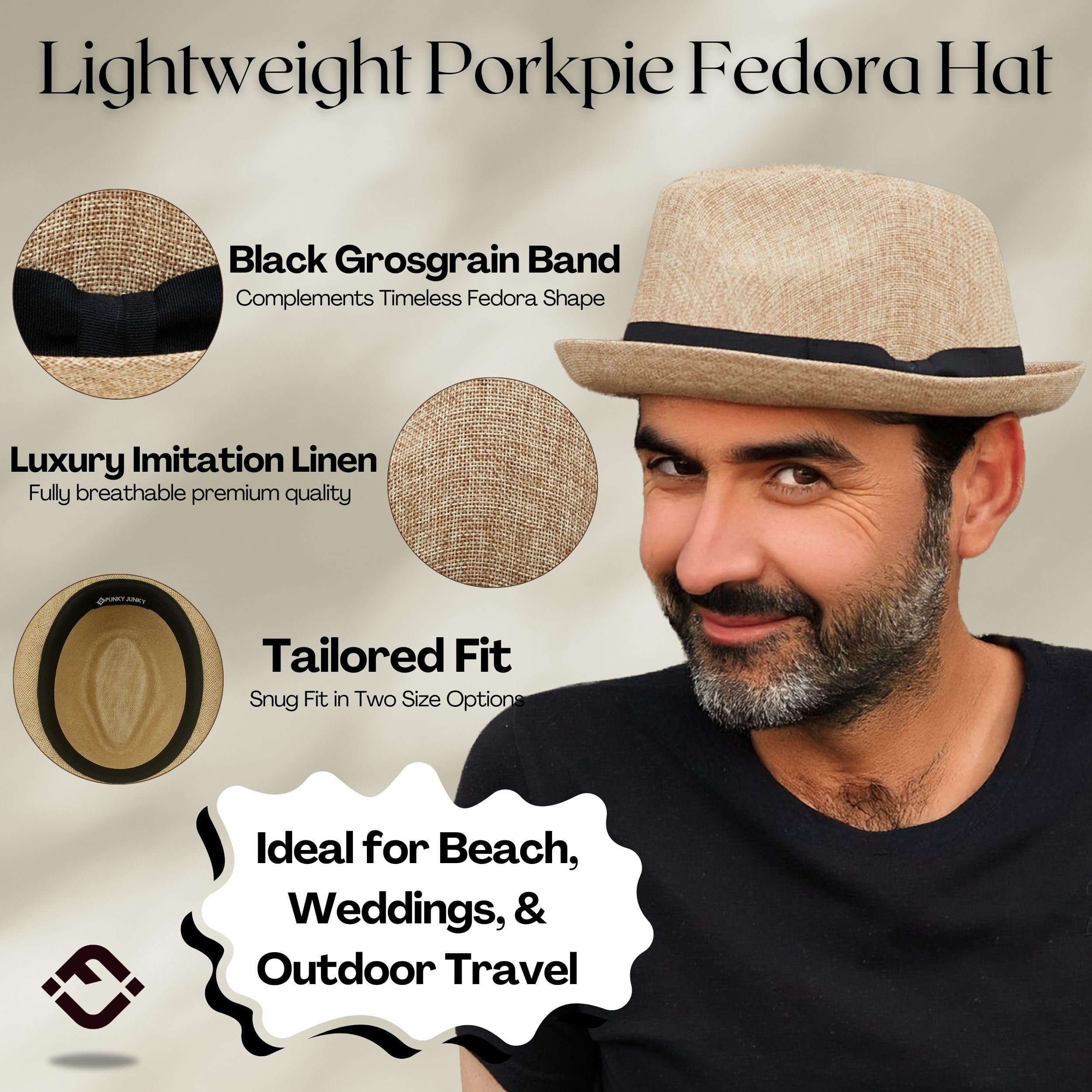 Funky Junque Premium Fedora Hat - Stylish Sun Protection for Men & Women - Perfect for Summer Beach, Travel & Outdoors