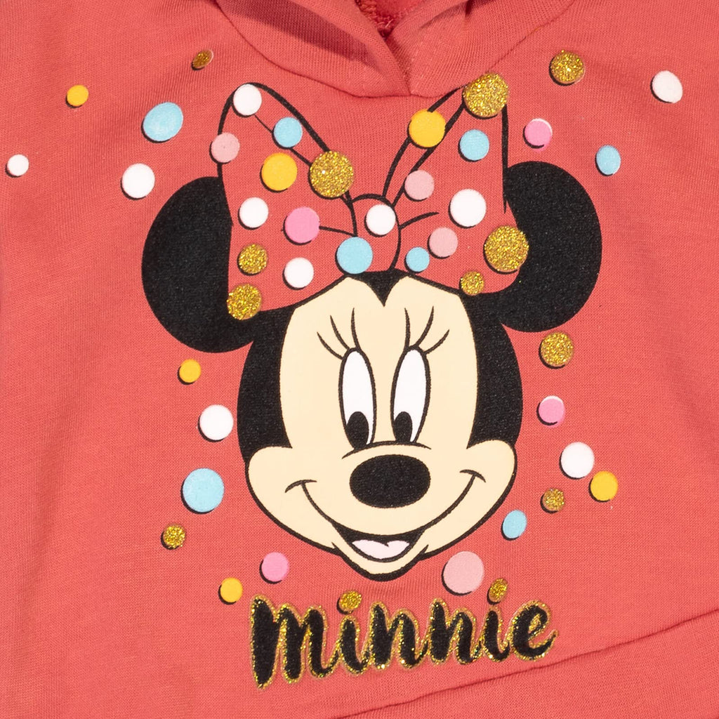Disney Minnie Mouse Fleece Pullover Crossover Hoodie and Leggings Outfit Set Infant to Big Kid Sizes (12 Months - 14-16)