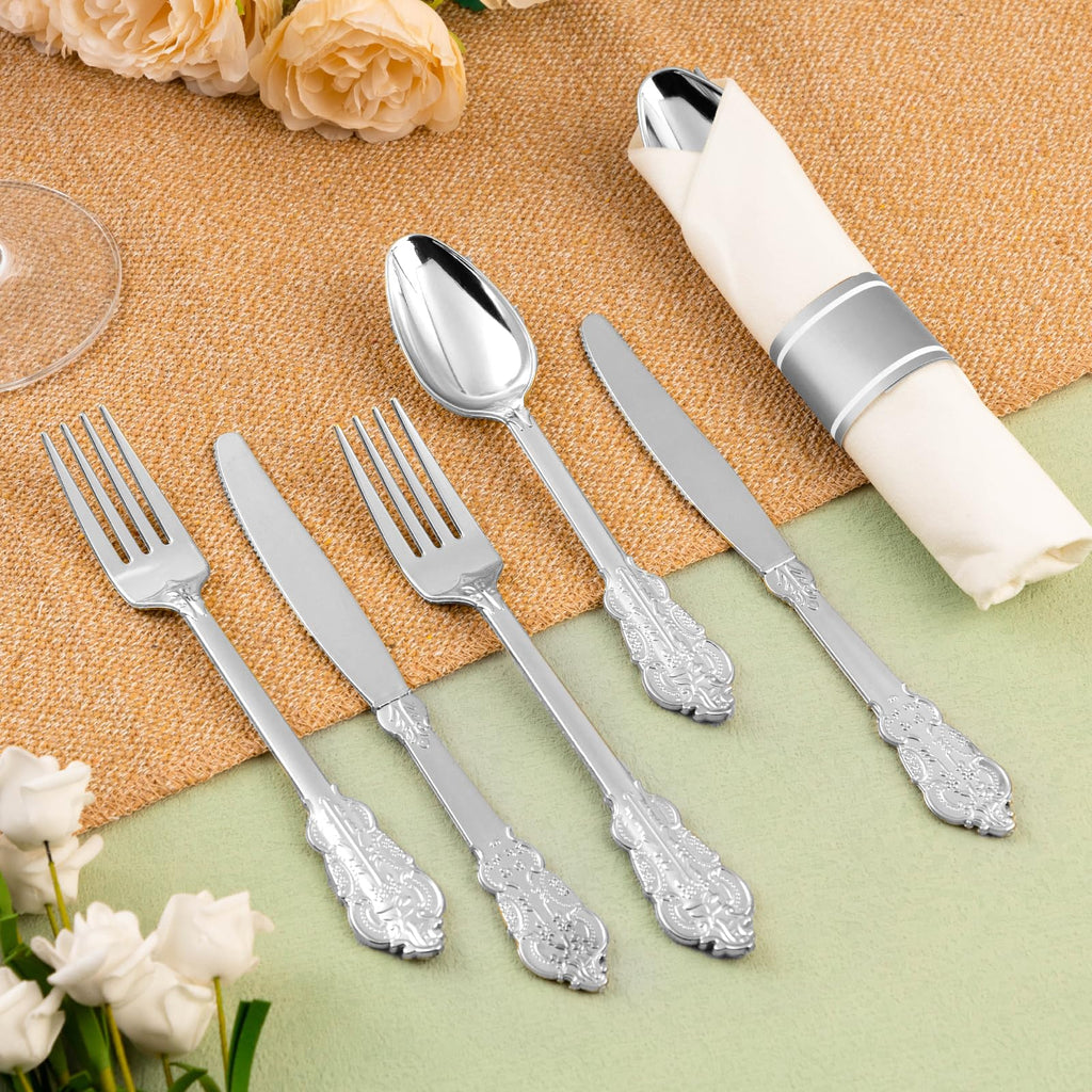75PCS Gold Plastic Silverware for 25 Guests, Heavy Duty Gold Disposable Utensils Sets, Includes 25 Forks, 25 Spoons, 25 Knives, Elegant Cutlery Perfect for Wedding, Party
