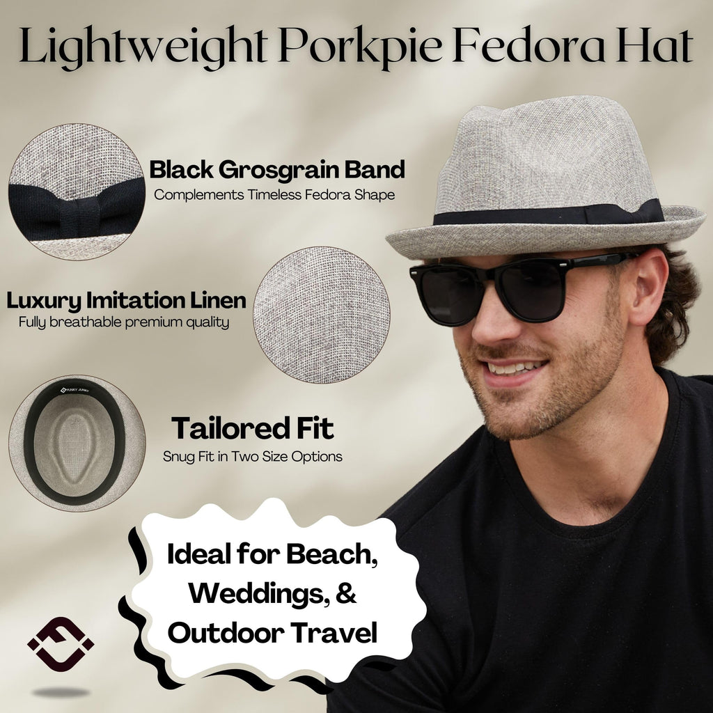 Funky Junque Premium Fedora Hat - Stylish Sun Protection for Men & Women - Perfect for Summer Beach, Travel & Outdoors