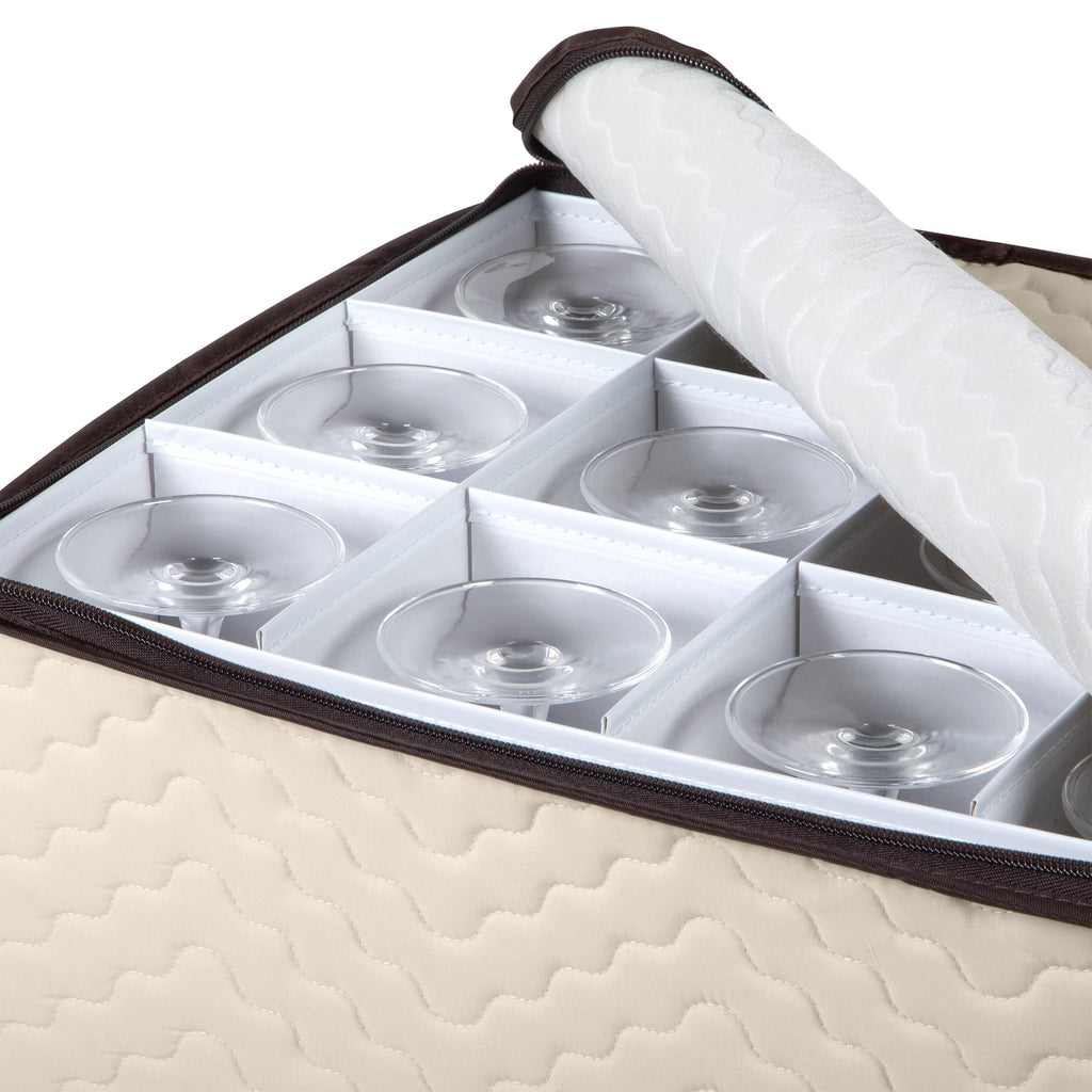 China Storage Containers 5-Piece Set Moving Boxes for Dinnerware, Glasses, Plates, Mugs and Saucers Sturdy Quilted Microfiber Dish Organizer with Dividers for Seasonal Storage - Holds Set of 12