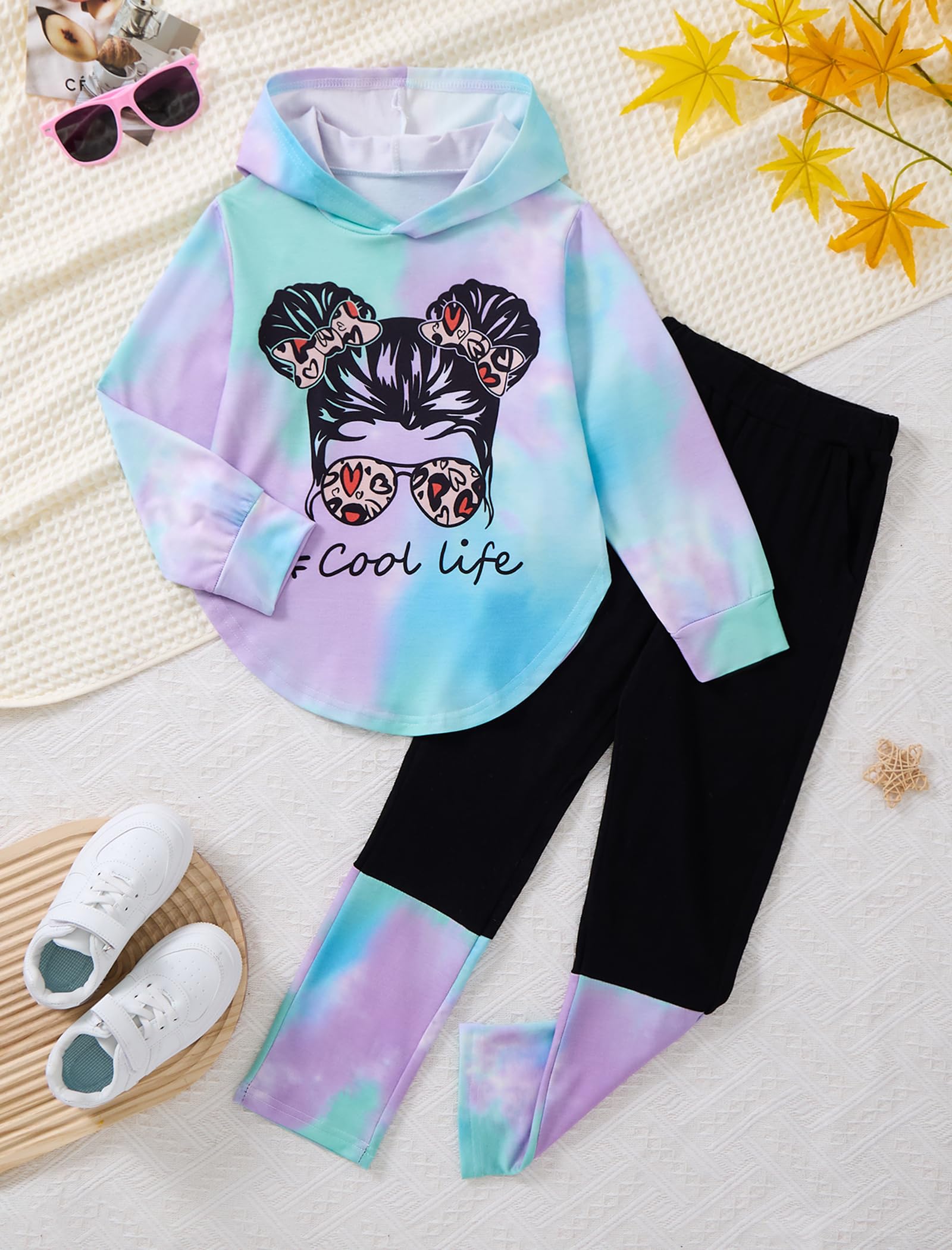 Girls Clothes Tie Dye Long Sleeve Hoodie Sweatshirt and Pants Sets Cute Girl Outfits Size 5-14 Years