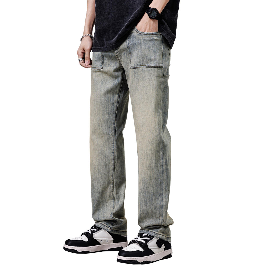 DOSLAVIDA Men's Baggy Jeans Loose Fit Ripped Distressed Jean Relaxed Skateboard Denim Pants with Holes