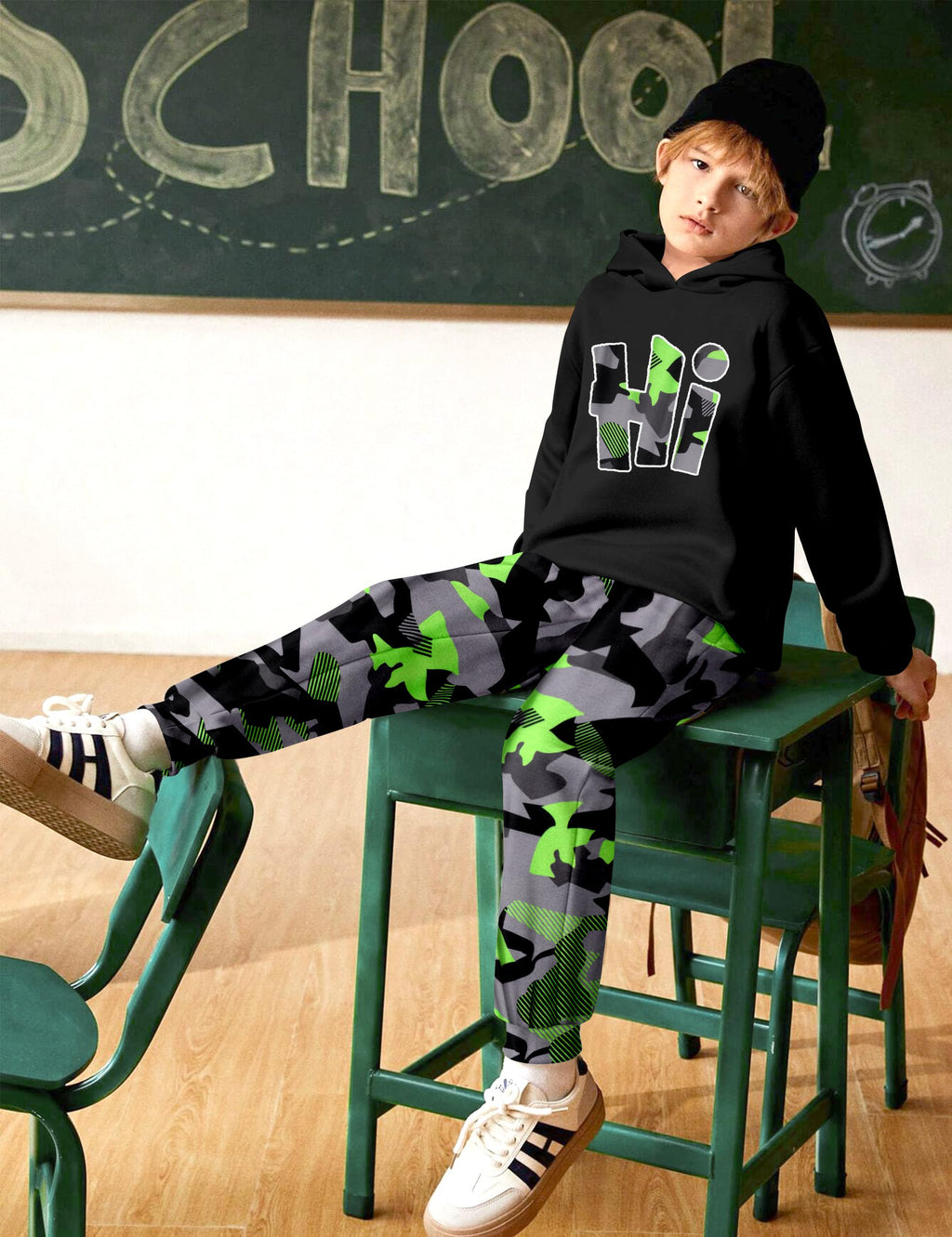 Boys Clothes Camo Boys Outfits Letter Printing Pullover Hoodie and Pants 2Pcs Winter Kids Clothes Boys for 7-14 Years