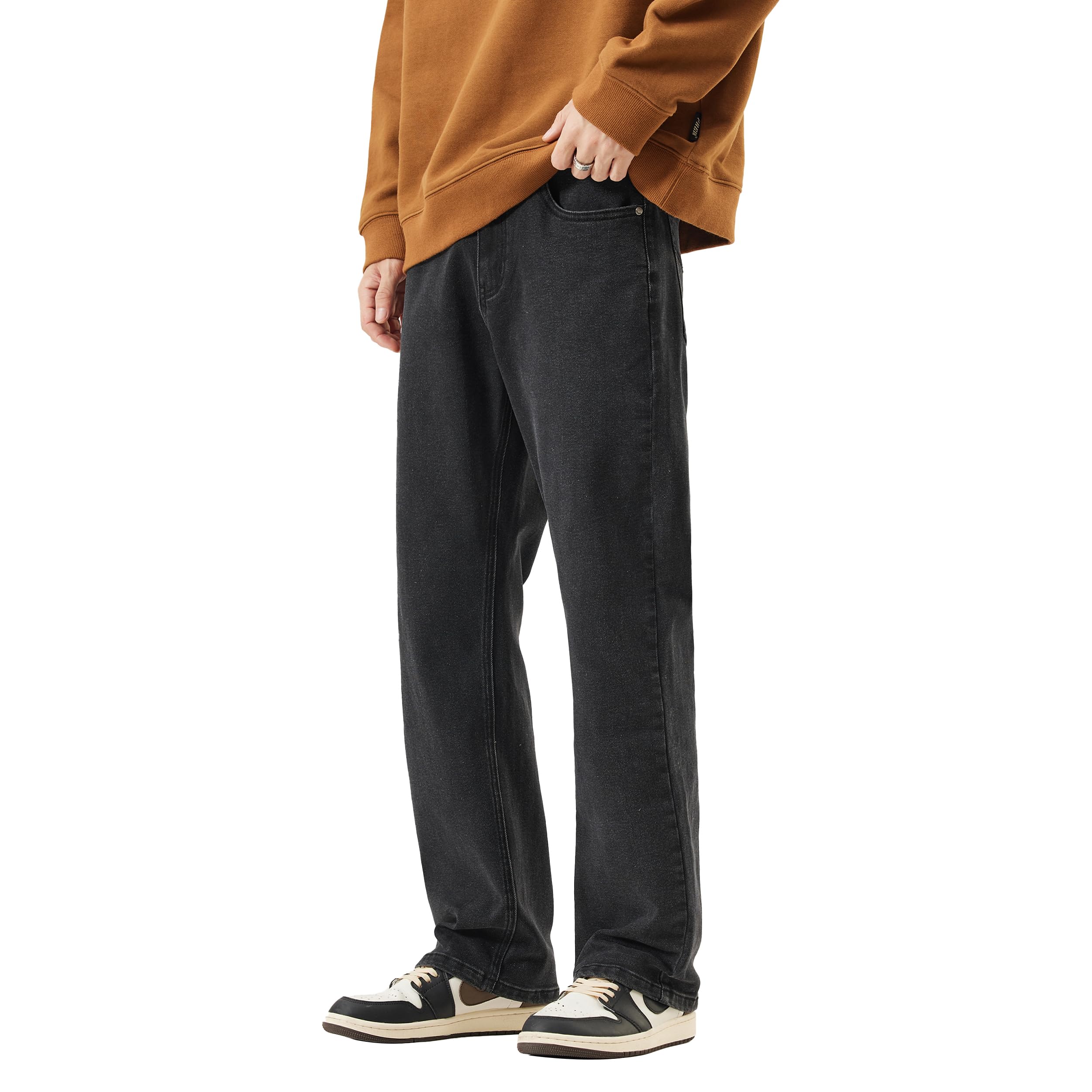 DOSLAVIDA Men's Baggy Jeans Loose Fit Ripped Distressed Jean Relaxed Skateboard Denim Pants with Holes