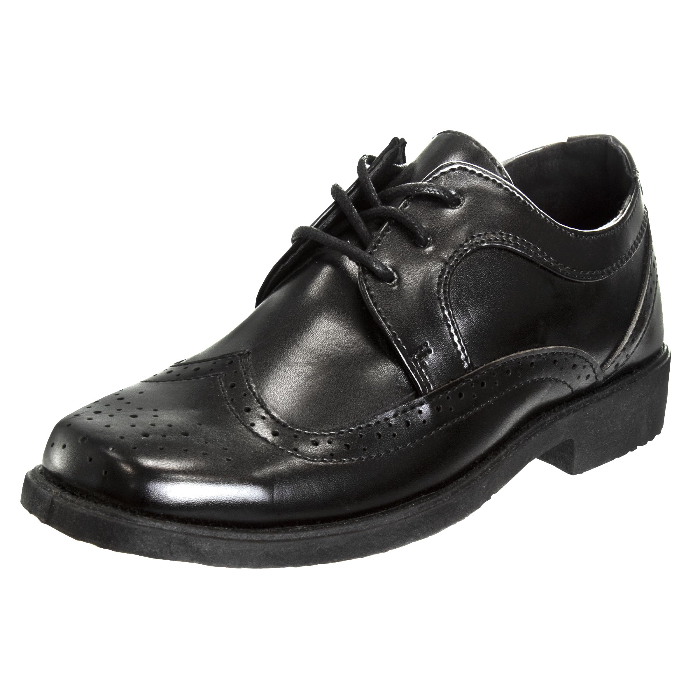 Josmo Boys Classic Comfort Oxford Shoe - Wing Tip Formal Dress Shoes lace up (Colors: Black/Brown/White) (Sizes: 7-10 Toddler / 11-2 Little Kid / 3-6 Big Kid)