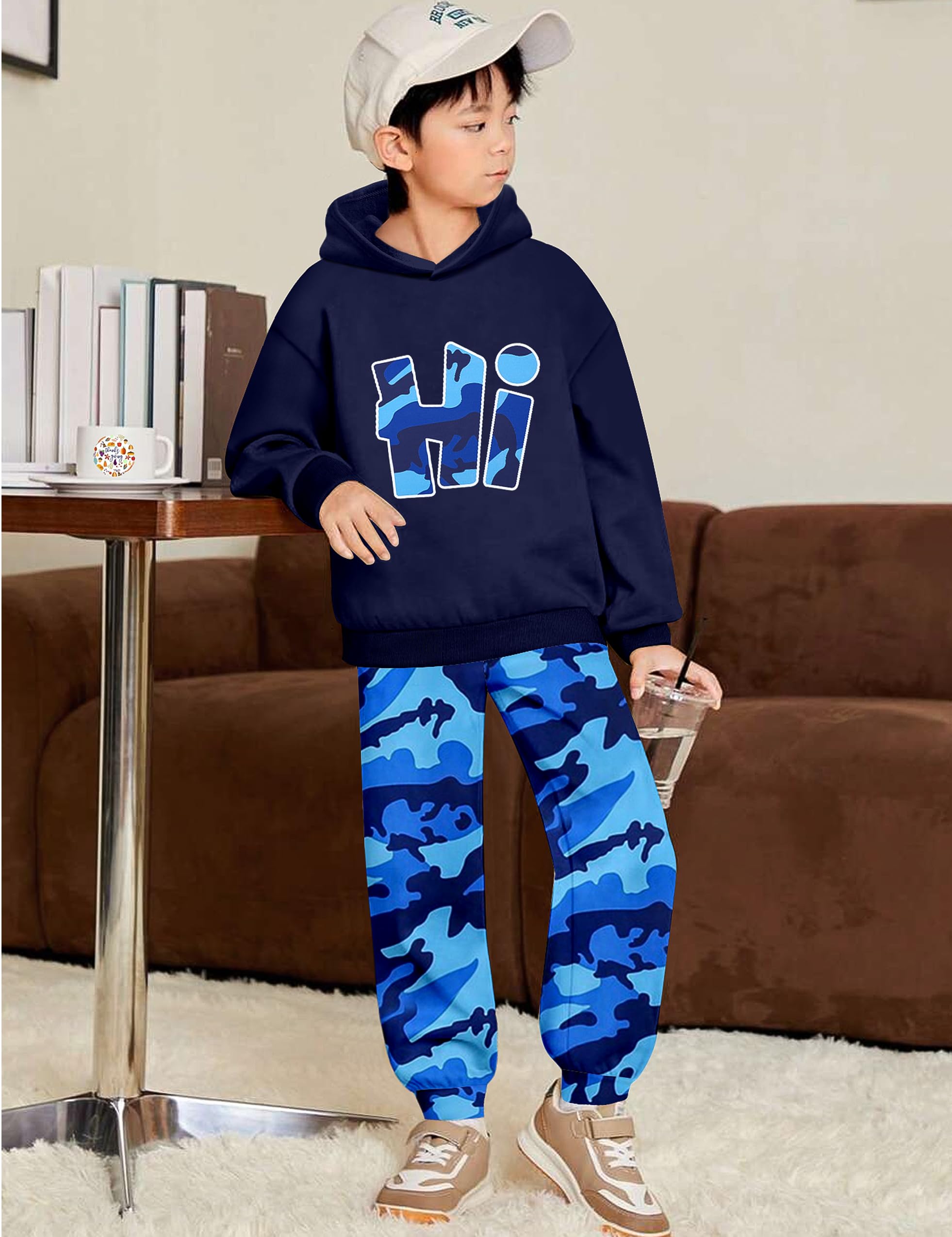 Boys Clothes Camo Boys Outfits Letter Printing Pullover Hoodie and Pants 2Pcs Winter Kids Clothes Boys for 7-14 Years