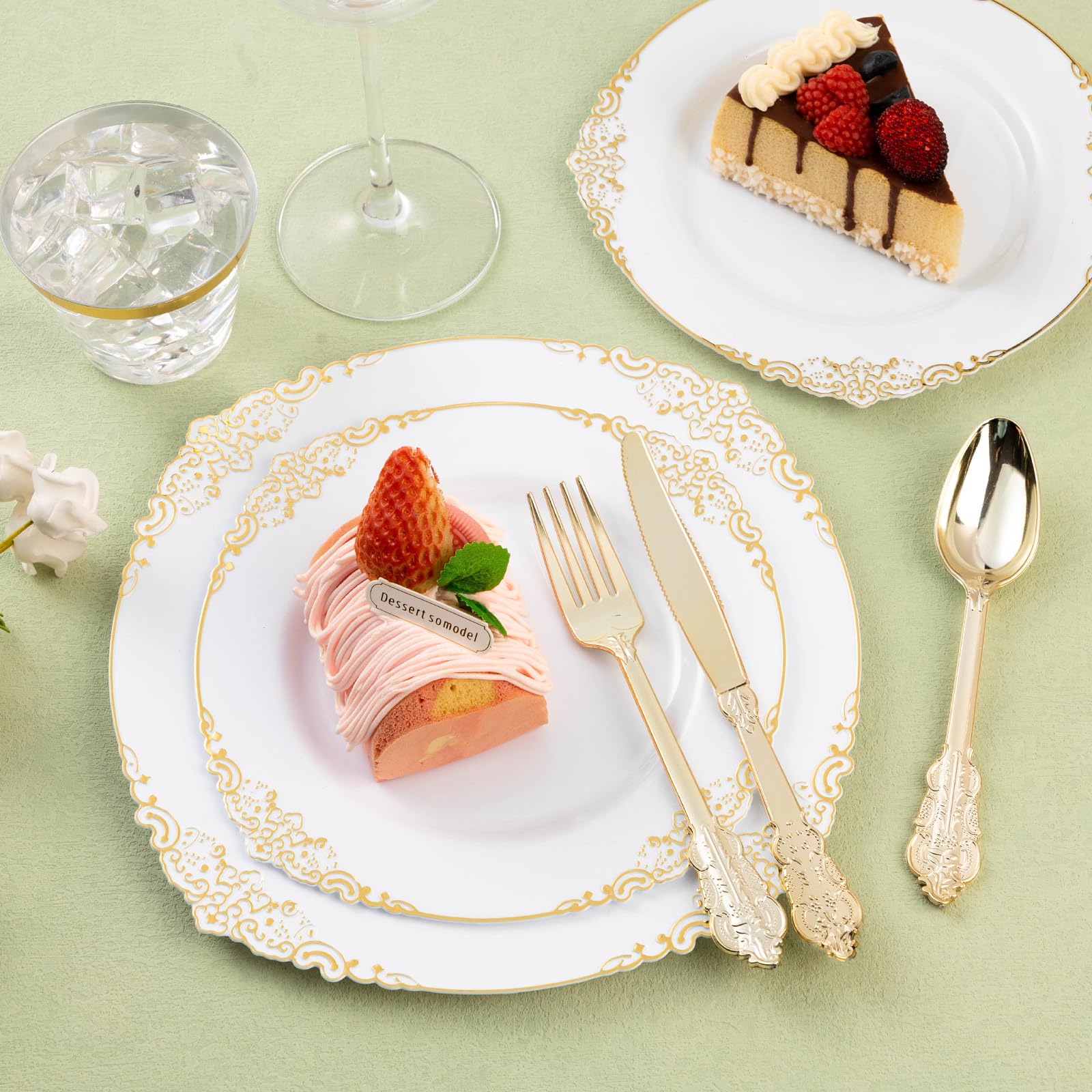 75PCS Gold Plastic Silverware for 25 Guests, Heavy Duty Gold Disposable Utensils Sets, Includes 25 Forks, 25 Spoons, 25 Knives, Elegant Cutlery Perfect for Wedding, Party