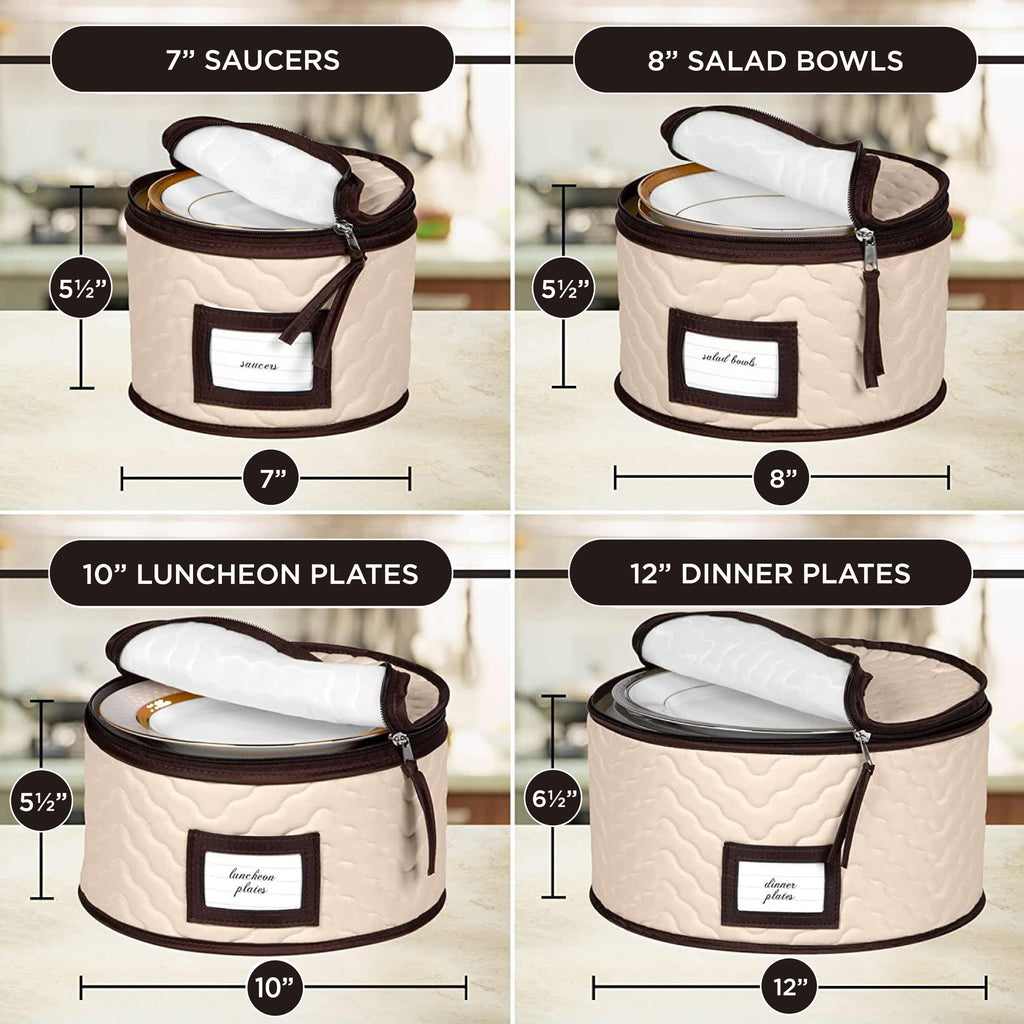 China Storage Containers 5-Piece Set Moving Boxes for Dinnerware, Glasses, Plates, Mugs and Saucers Sturdy Quilted Microfiber Dish Organizer with Dividers for Seasonal Storage - Holds Set of 12