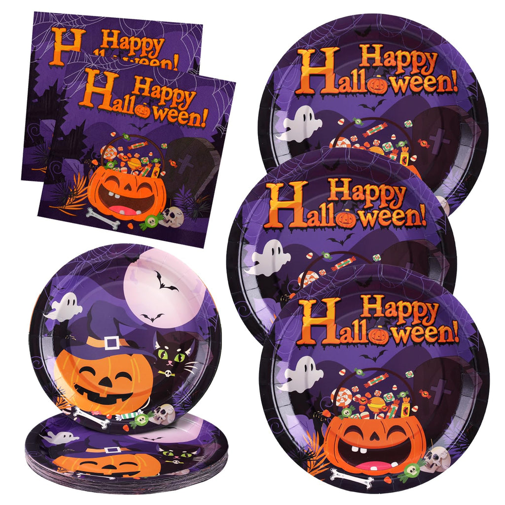 60 Pcs Thanksgiving Plates and Napkins, Happy Thanksgiving Party Supplies Tableware, Disposable Fall Paper Plates, Watercolor Pumpkin Maple plates for Autumn Harvest Festival Party, Serve 20