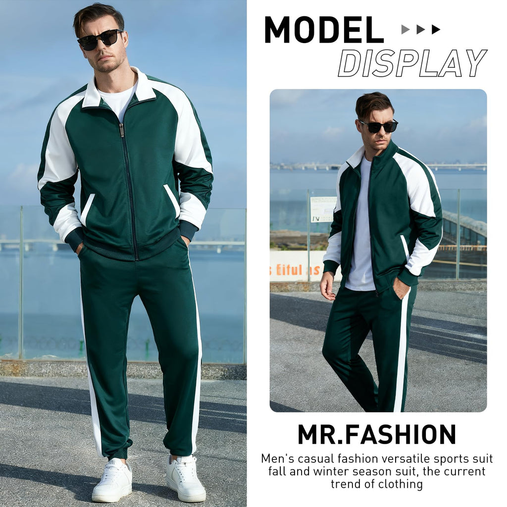 LBL Leading the Better Life Mens Track Suits Casual Full Zip Sweat Suit Active Jackets and Pants 2 Piece Outfits