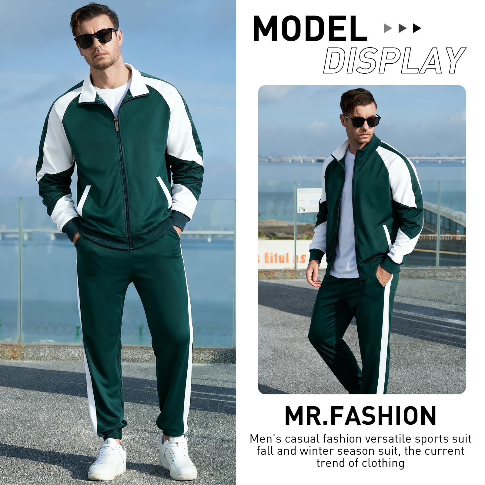 LBL Leading the Better Life Mens Track Suits Casual Full Zip Sweat Suit Active Jackets and Pants 2 Piece Outfits