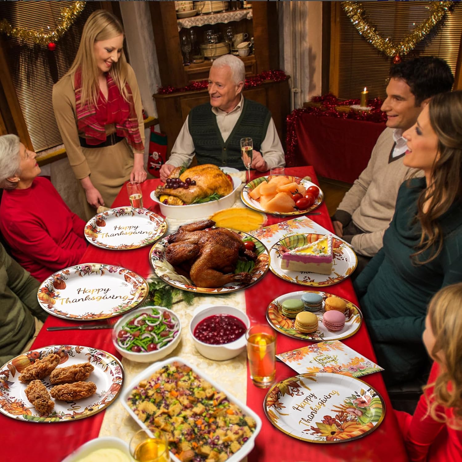 Dereinwo 150 Pcs Thanksgiving Paper Plates and Napkins Fall Pumpkin Autumn Party Plates Napkins Set Disposable Dinnerware Tableware for Thanksgiving Dinner Party, Serves 50